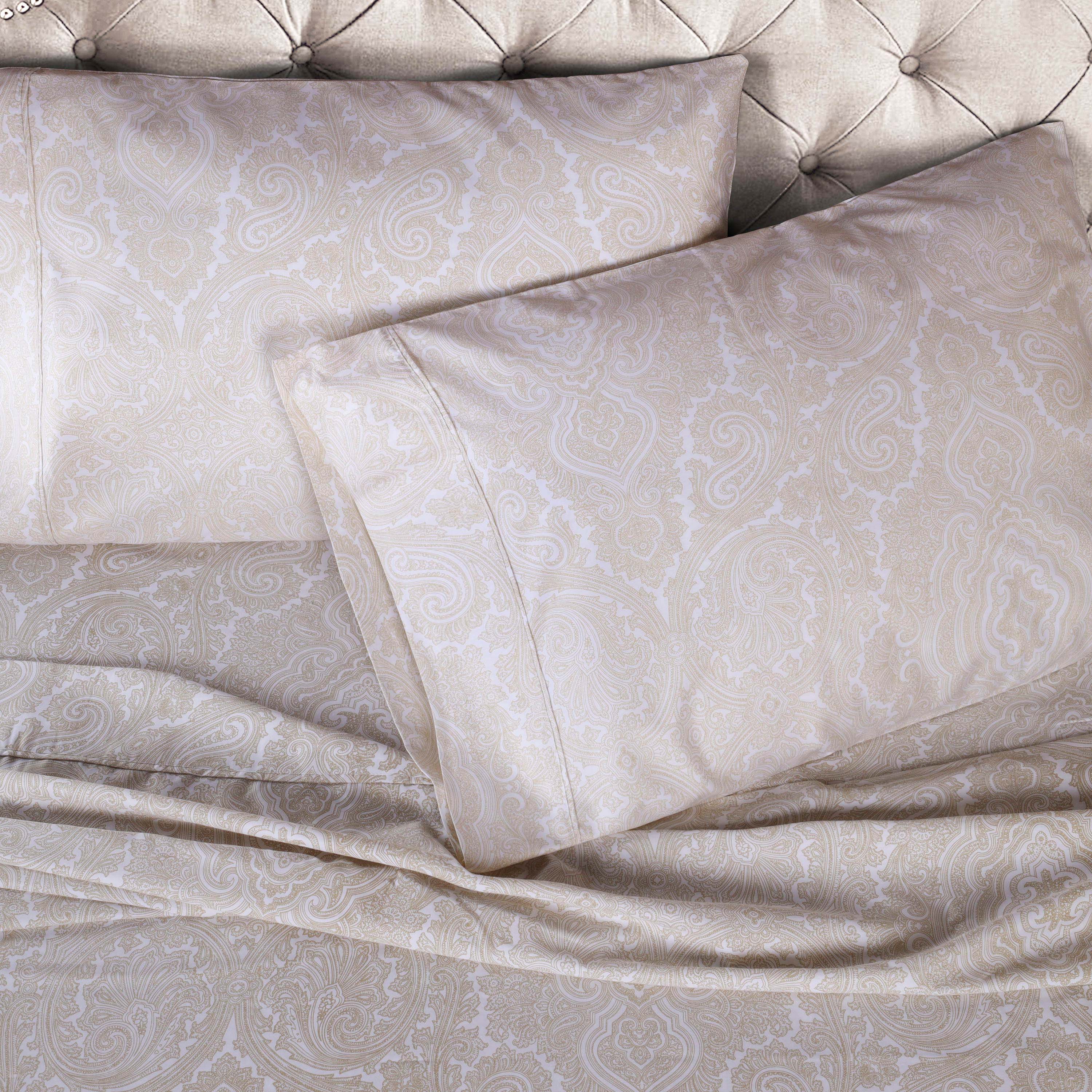 Italian Paisley 600 Thread Count Cotton Blend Deep Pocket Sheet Set - Ultra Soft Bedding for Queen & King Size Beds - Perfect for Luxury Hotels, Guest Rooms & Master Bedrooms