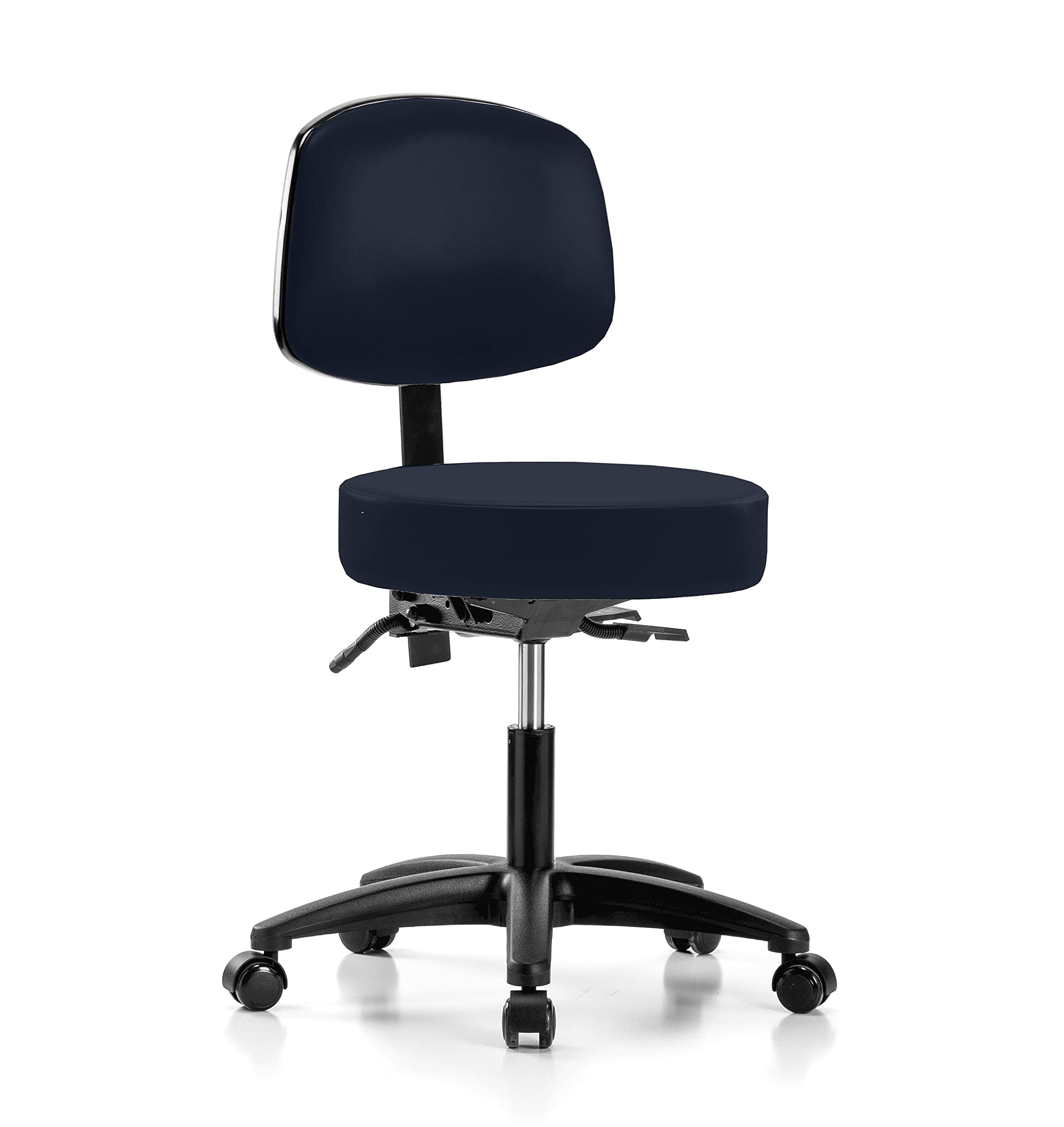 Perch Walter Rolling Height Adjustable Doctor's Stool with Back Support - 300lb Weight Capacity for Carpet & Linoleum Floors | Office, Medical Clinic & Home Desk Chair | Imperial Fabric