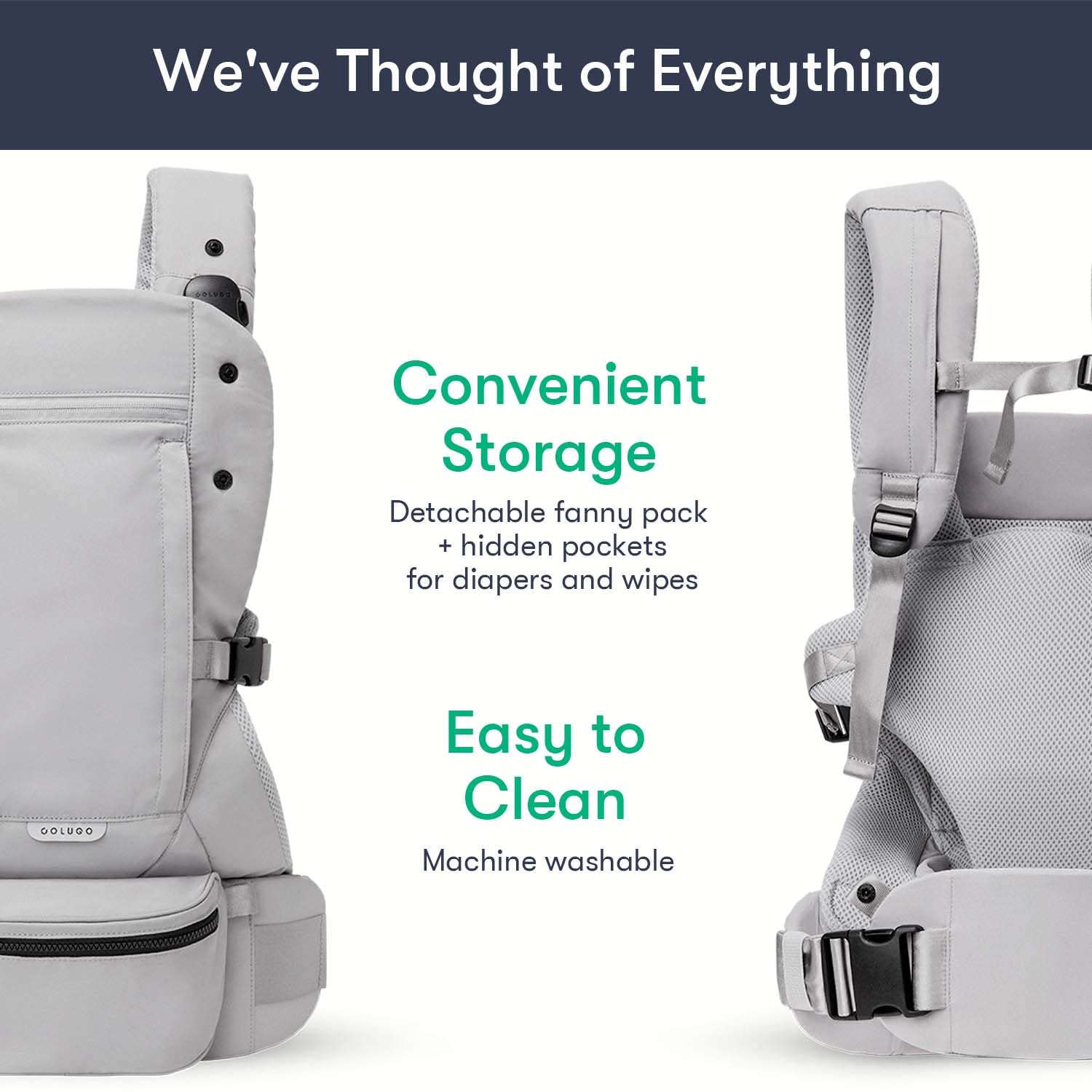 Colugo Baby Carrier - Adjustable & Lightweight Infant to Toddler Carrier (0-33 lbs), Breathable & Ergonomic Design for Comfort, Cool Grey - Perfect for Hiking, Travel & Everyday Use