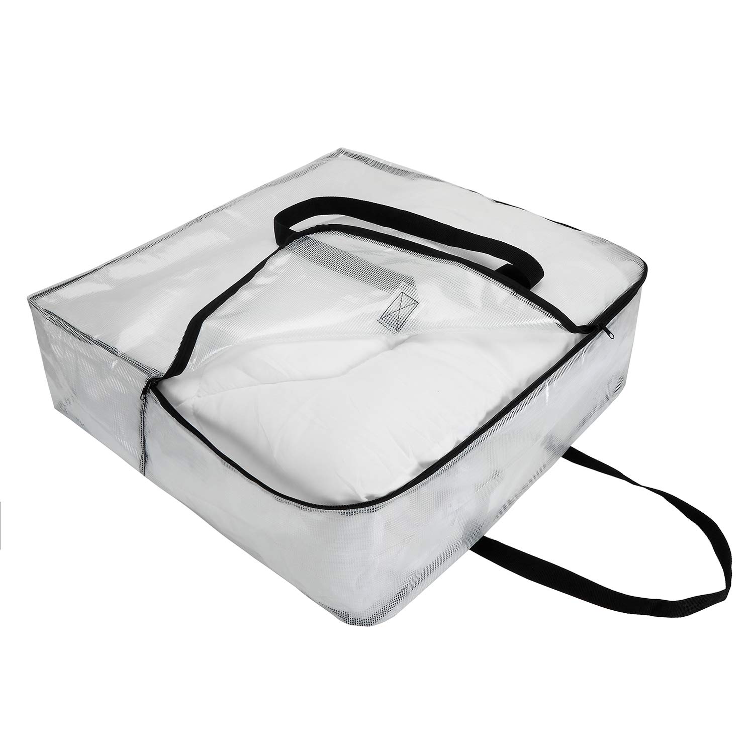 Fasmov 4-Pack Extra Large Clear Storage Bags with Handles & Zippers - Vinyl Organizer for Comforters, Blankets, Bedding, Duvets - Transparent Moving Totes for Under Bed Storage, Garage Organization & Closet Decluttering