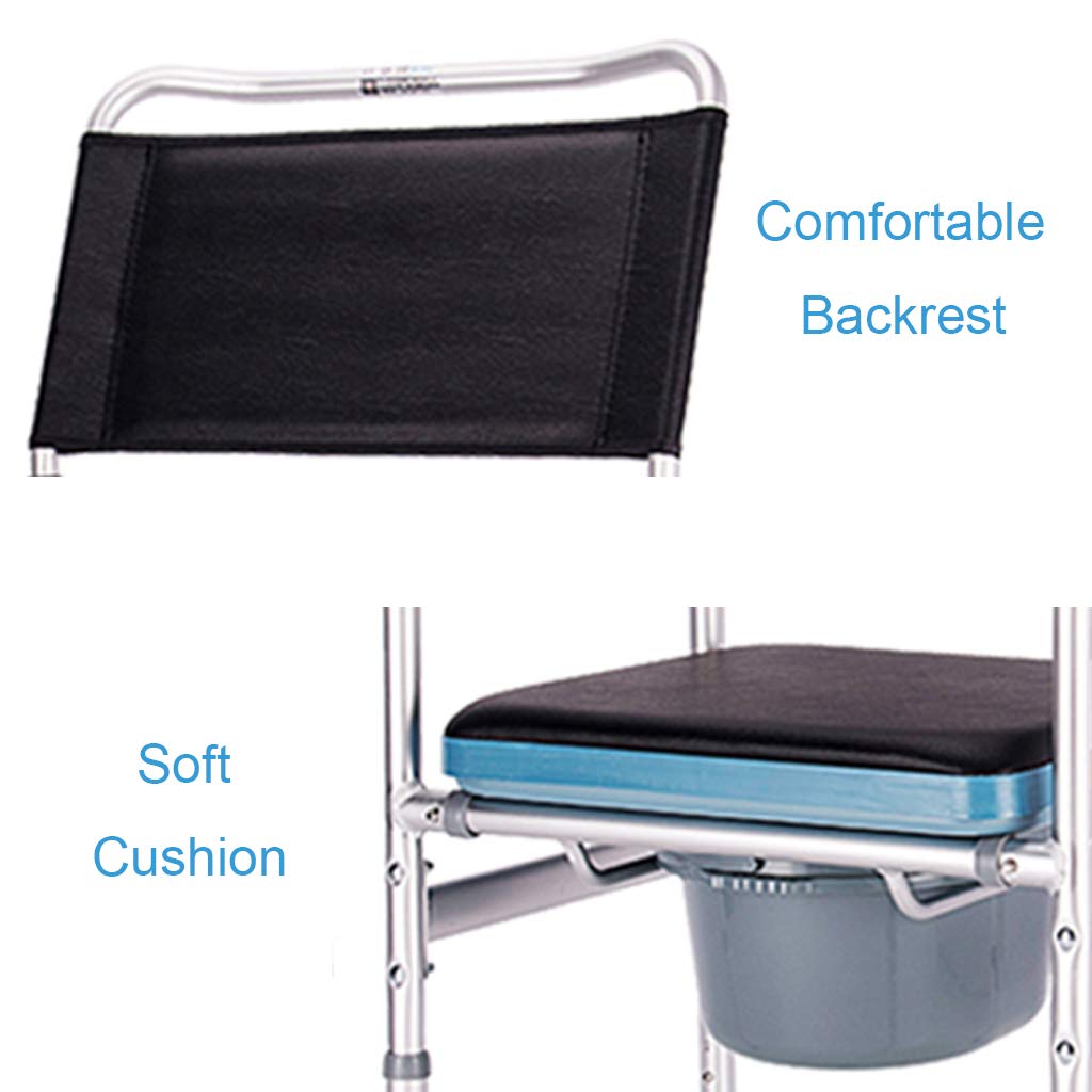 Adjustable Height Medical Commode Chair with Padded Seat & Safety Rails - Folding Bedside Toilet Shower Chair for Elderly, Disabled & Pregnant Women | Home Care, Post-Surgery Recovery & Bathroom Safety Aid