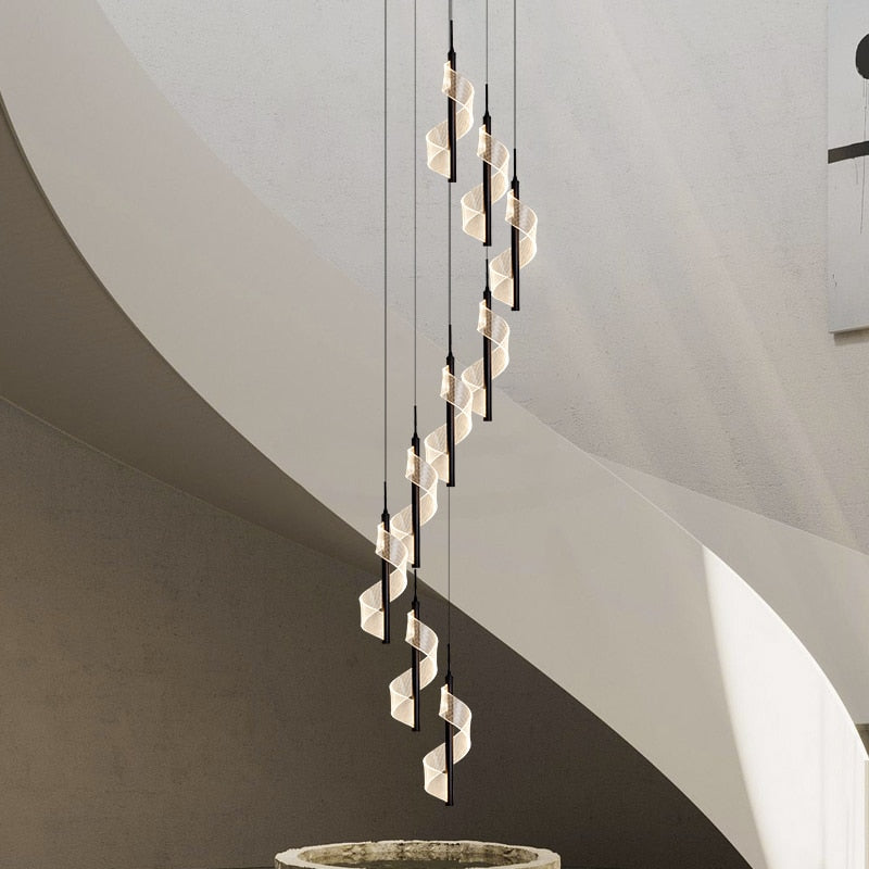 Elegant Spiral Staircase Chandelier - Modern Crystal Ceiling Light Fixture for Home & Foyer Decor | Perfect for Stairwells, Entryways, and Luxury Interior Lighting