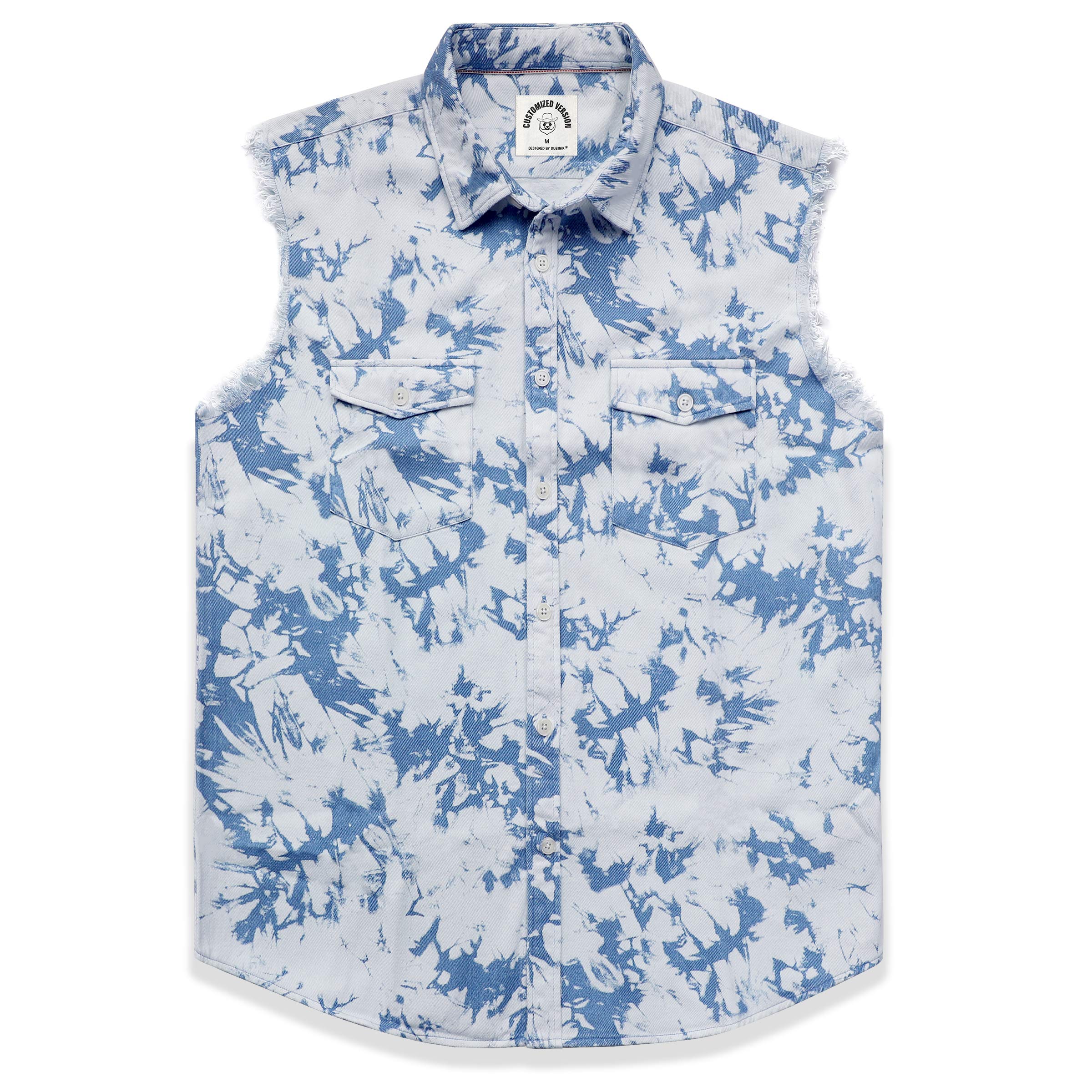 Dubinik® Men's Sleeveless Denim Shirt - Lightweight Button Down Cowboy Jean Vest for Western Style & Summer Outfits