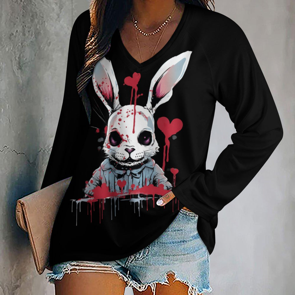 Mad Bunny Women's Long Sleeve Loose Fit T-Shirt - Soft Casual Oversized Top for Everyday Wear, Street Style & Layering