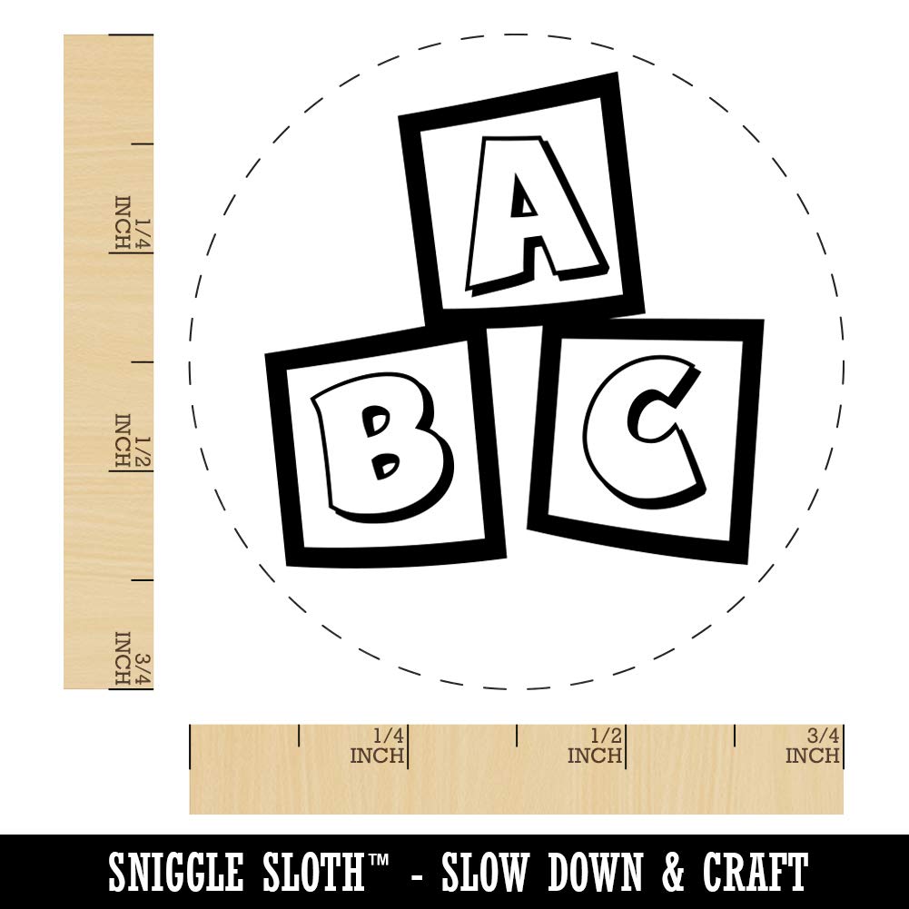 ABC Kids Baby Blocks Rubber Stamp Set - 3/4 Inch Small Alphabet Stamps for DIY Crafting, Scrapbooking & Planner Decoration - Perfect for Baby Shower, Birthday Party Favors & Classroom Activities