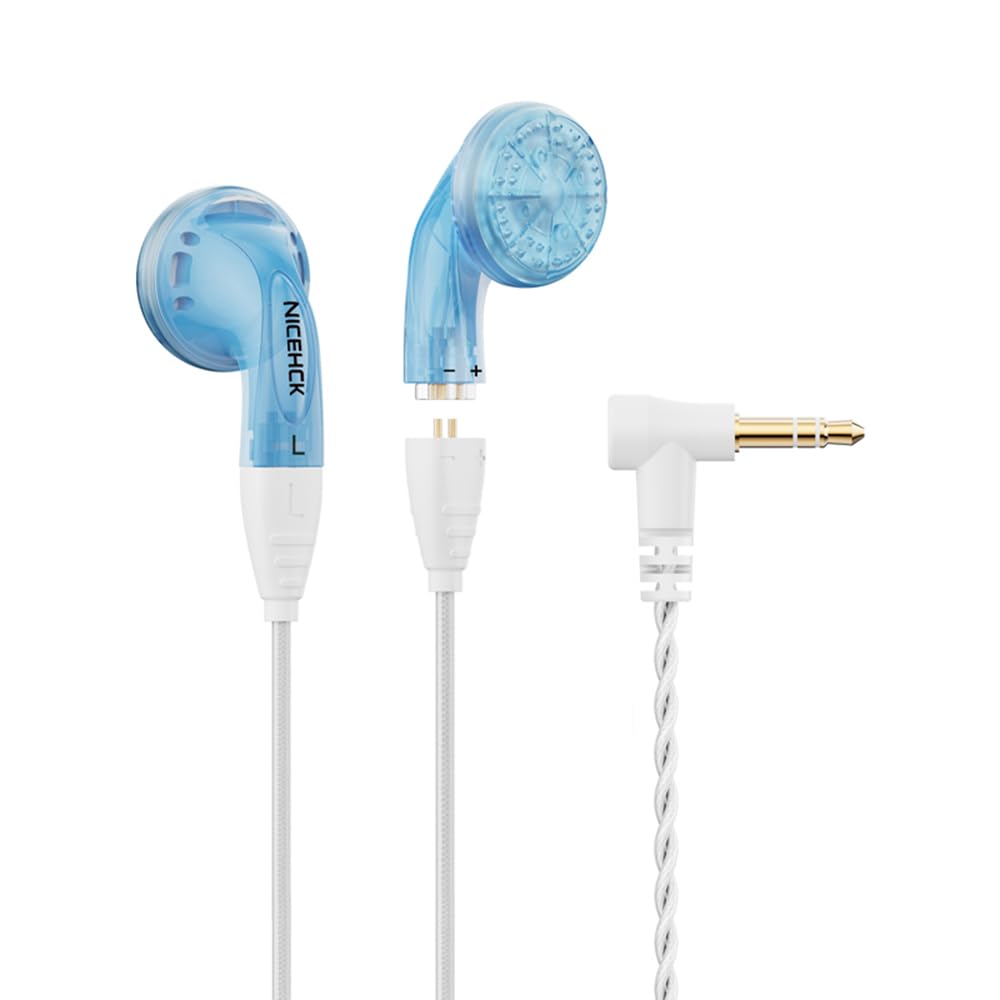 YDX HiFi Sound 3.5mm Wired Earbuds for iPhone, Android, PC, MacBook - Bass Stereo Audiophile Earphones with 5-Year Warranty (Blue, No Mic) - Perfect for Gaming, Music Listening & Office Work