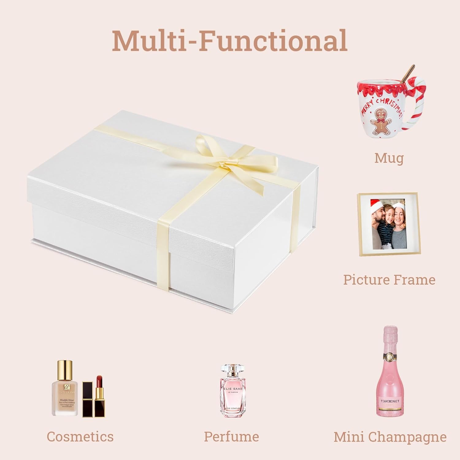 Premium Magnetic Gift Box Bulk 11x8x3.5 Inch - Elegant White Wedding Bridesmaid Proposal Box with Lid, Ribbon & Card - Perfect for Christmas, Birthday, Anniversary Gifts - Pack of 40 (Great for Jewelry, Cosmetics & Luxury Gift Packaging)