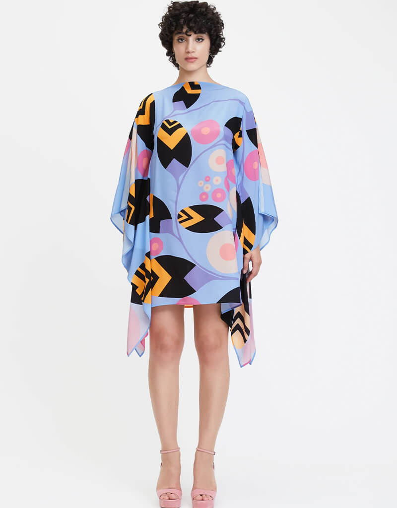 Blue French Moss Kaftan - Elegant Boho Beach Cover Up for Women | Perfect for Summer Vacations, Pool Parties & Resort Wear