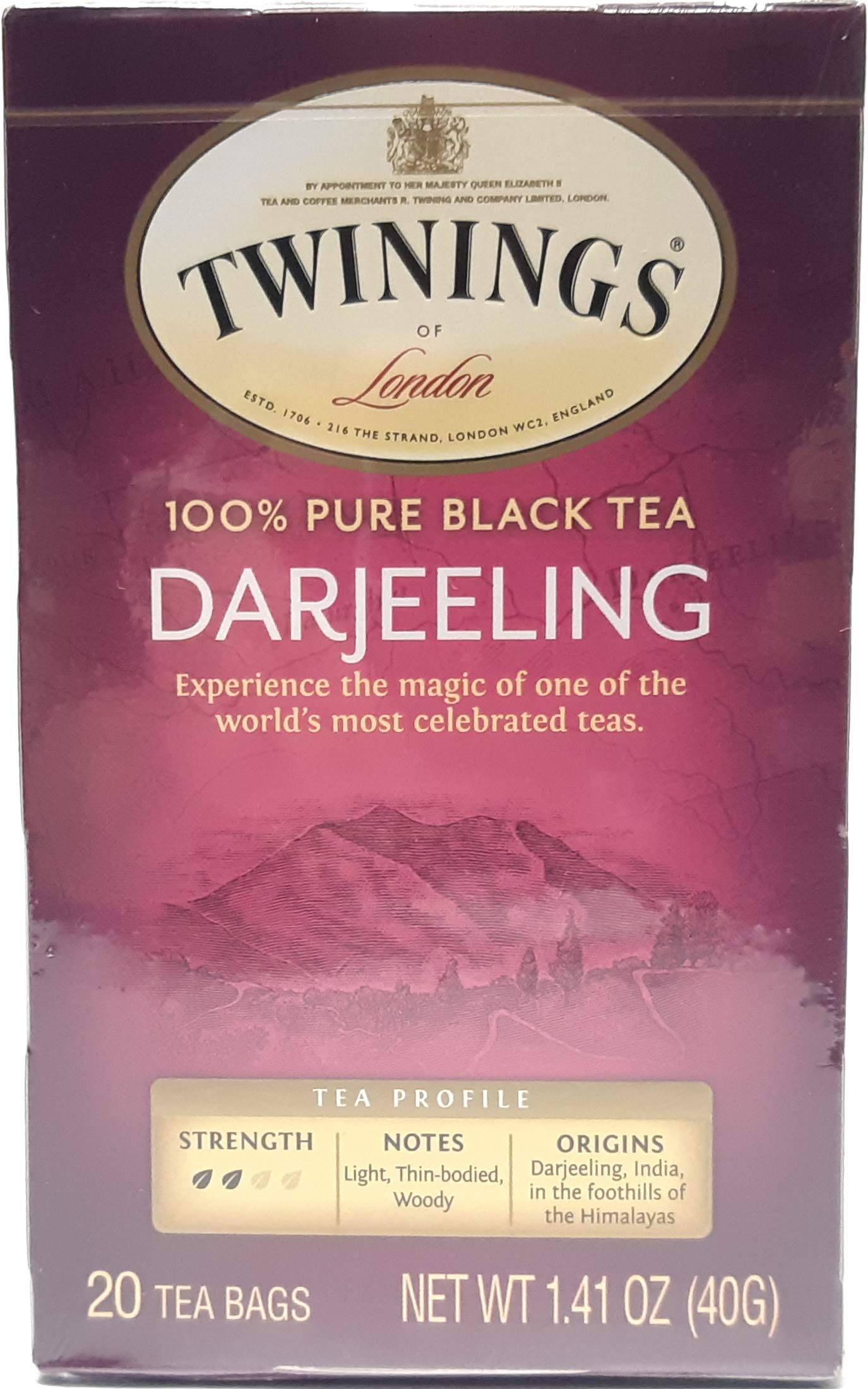 Twinings Darjeeling Tea Bags - 20 Count Box - Premium Black Tea for Morning Boost & Afternoon Relaxation - Perfect for Home, Office or Gifts