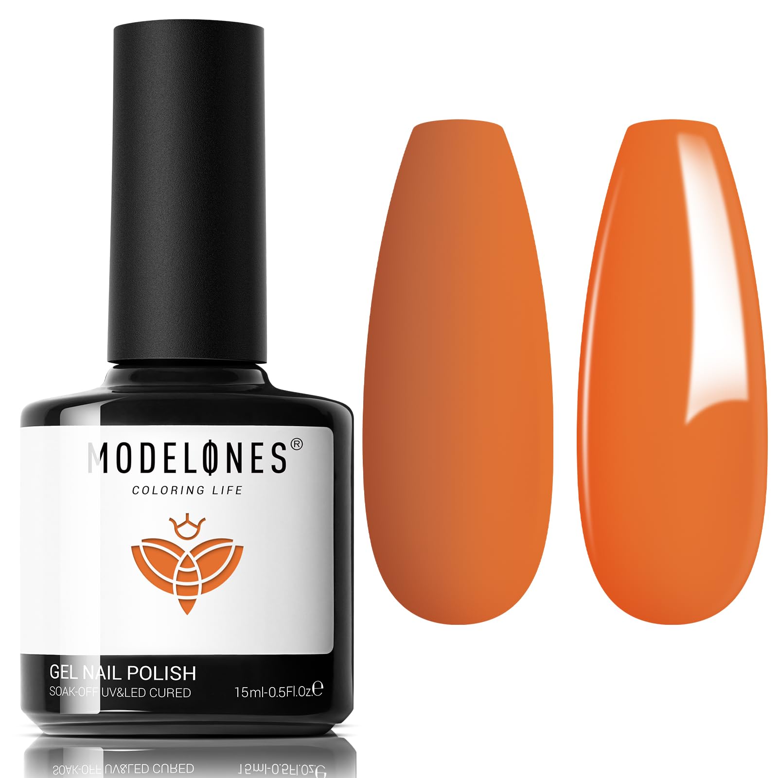 Modelones Fall Gel Nail Polish - 15ml Coral Orange Soak Off LED Gel Polish for DIY Manicure | Long Lasting Autumn Nail Art for Salon & Home Use | Perfect for Fall Weddings, Halloween, Thanksgiving Nail Designs