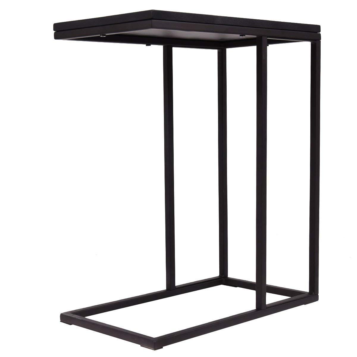 Black Coffee Tray Sofa Side Table - Multi-Functional Ottoman Couch Console Stand for TV Snacks, Drinks & Laptop - Perfect for Living Room, Bedroom & Home Theater Use