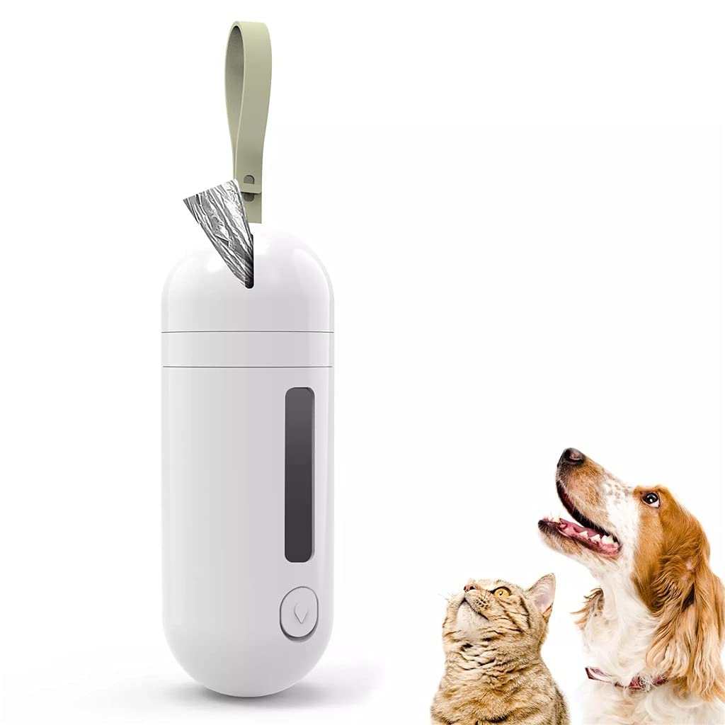 HMKGKJ Mini Portable Pet Water Bottle - Travel Dog Water Dispenser with Drinking Bowl for Small Dogs & Puppies - Ideal for Chihuahuas, Outdoor Adventures, Hiking & Daily Walks (White, One Size)