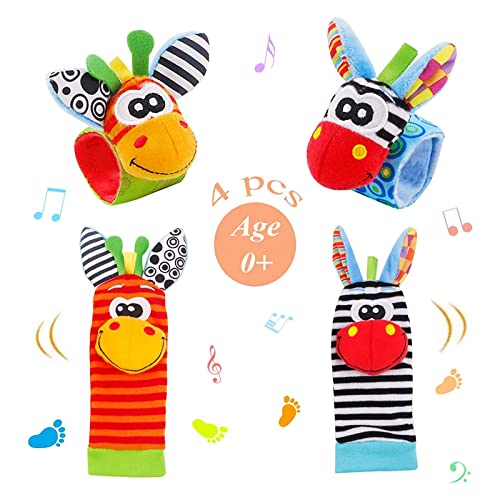 Soft Baby Wrist Rattles & Sock Toys Set for Newborns 0-12 Months - Sensory Foot Finder & Wrist Rattles for Infants 3-6 Months | Perfect Baby Shower Gift for Boys & Girls | Great for Tummy Time, Early Development & Playtime