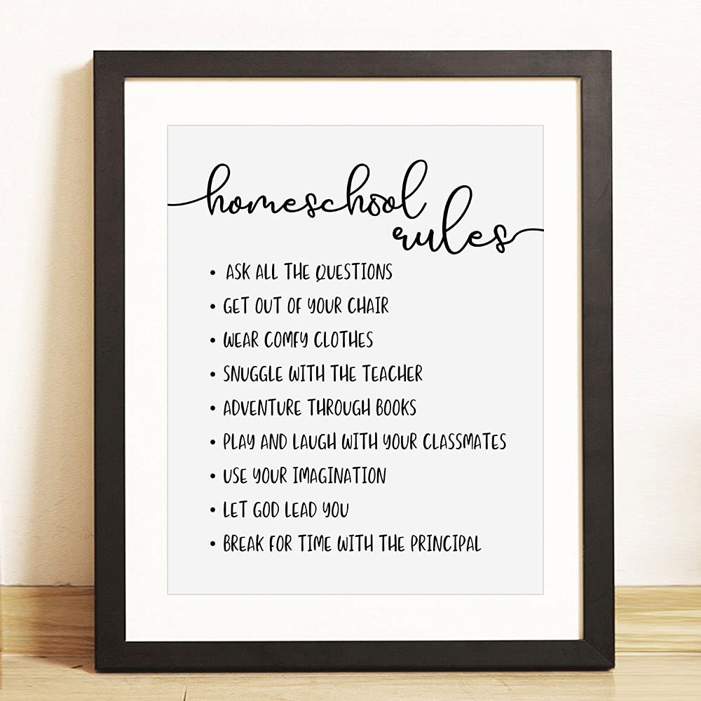 Homeschool Rules Wall Art - 8x10 Inch Inspirational Print for Homeschool Room Decor, Kids Education & Learning Space - Perfect for Classrooms, Playrooms & Study Areas - UNFRAMED