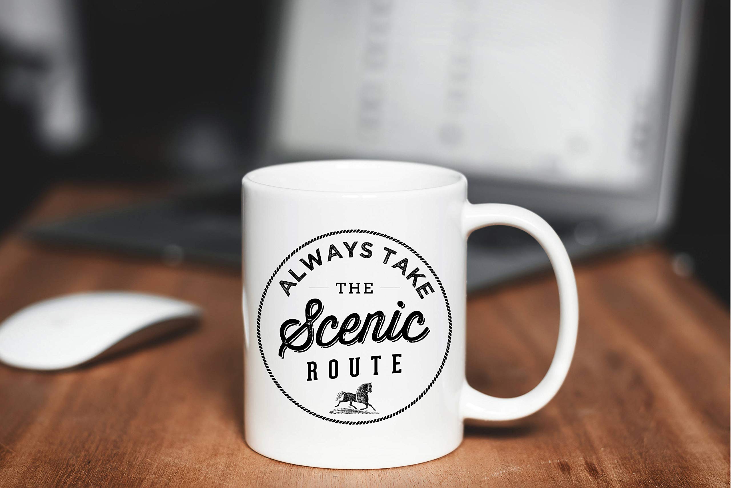 Scenic Route Coffee Mug - Custom Travel Inspired Coffee Cup for Men - Perfect Gift for Coffee Lovers & Adventurers - Great for Office, Camping & Road Trips