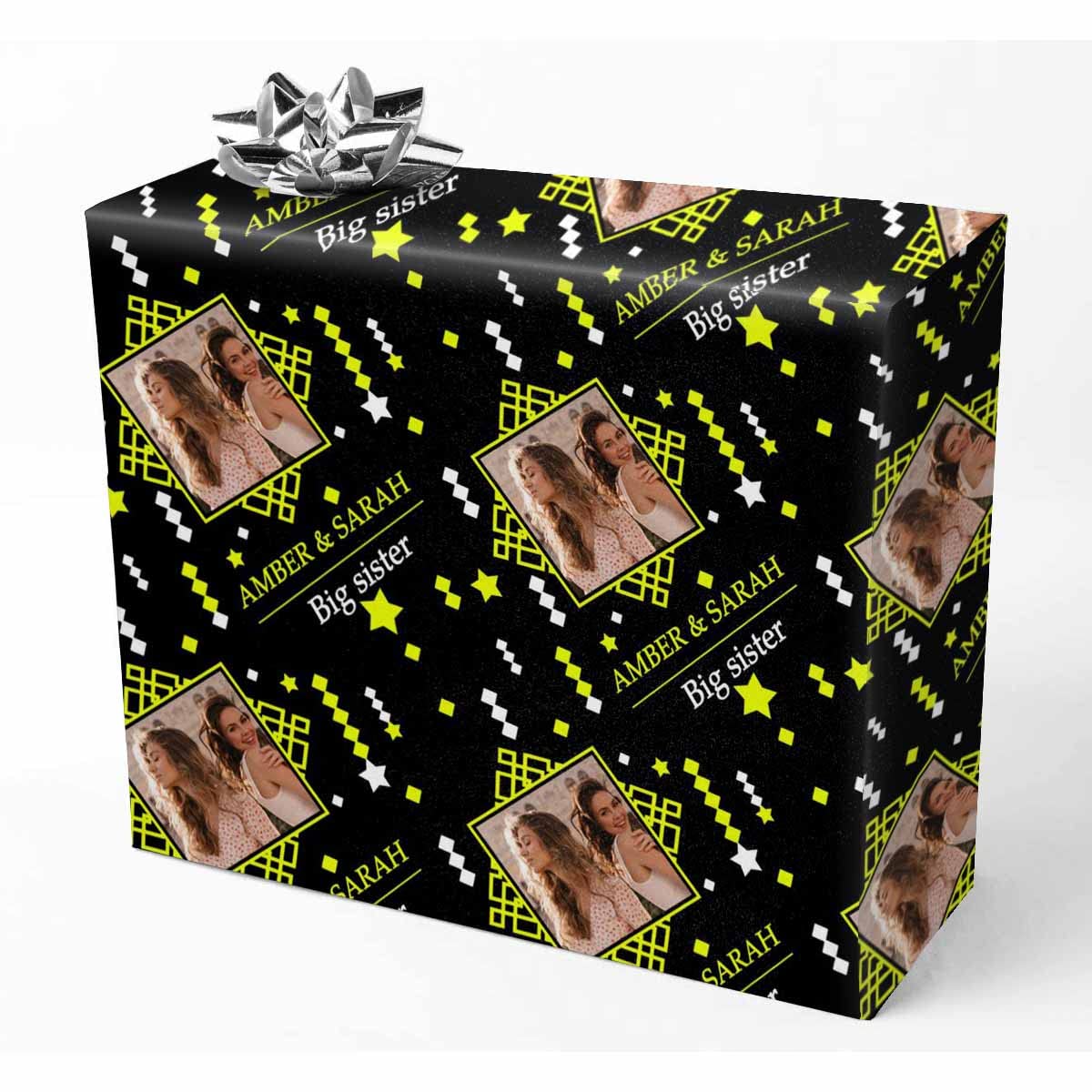 Custom Sister Photo Wrapping Paper - Birthday & Christmas Gift Wrap for Women - 5 Rolls - Perfect for DIY Gifts & Party Decor
