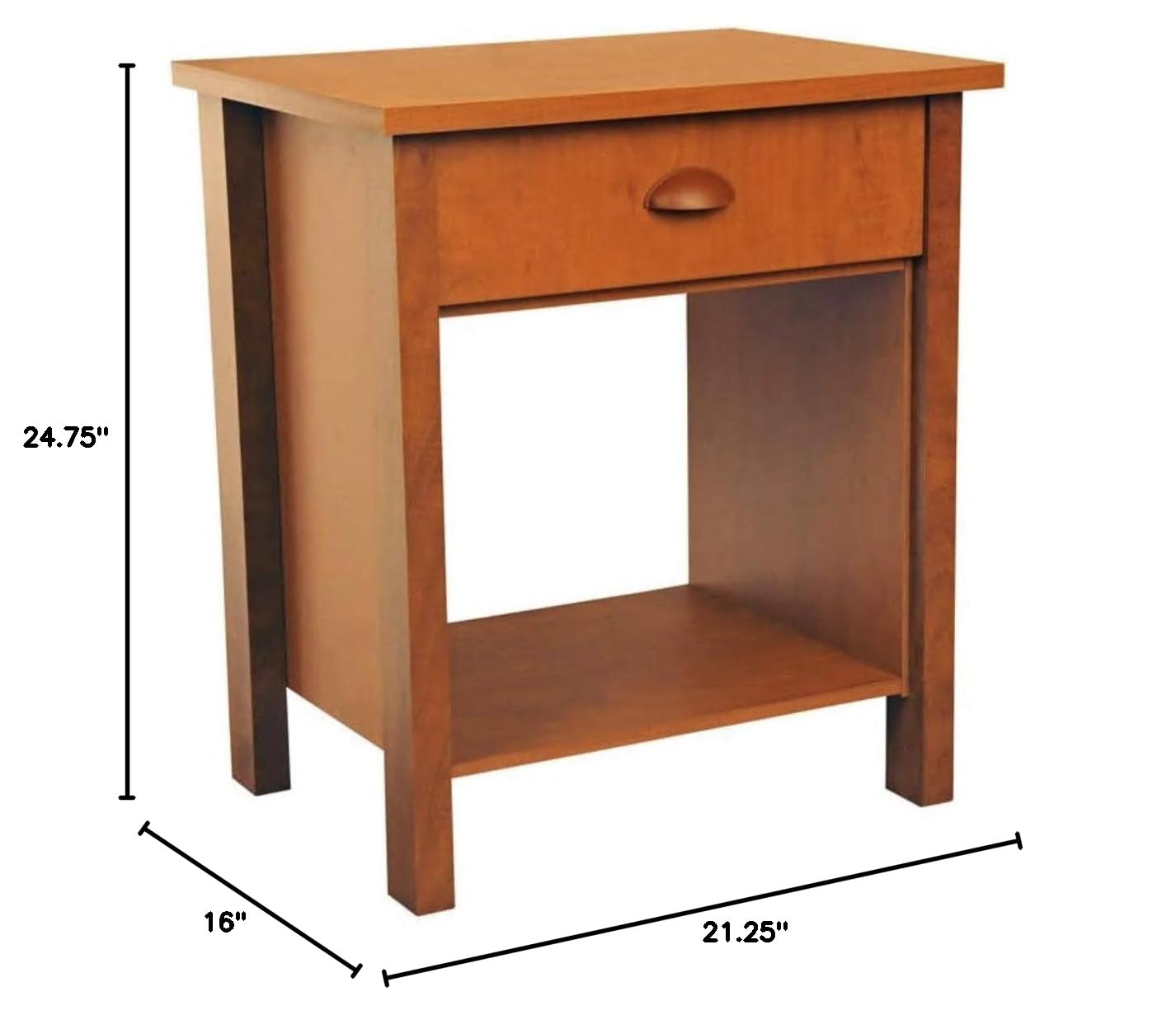 Modern Cherry Wood Night Stand - Stylish Bedside Table with Drawer for Bedroom Decor, Perfect for Small Spaces & Apartment Living