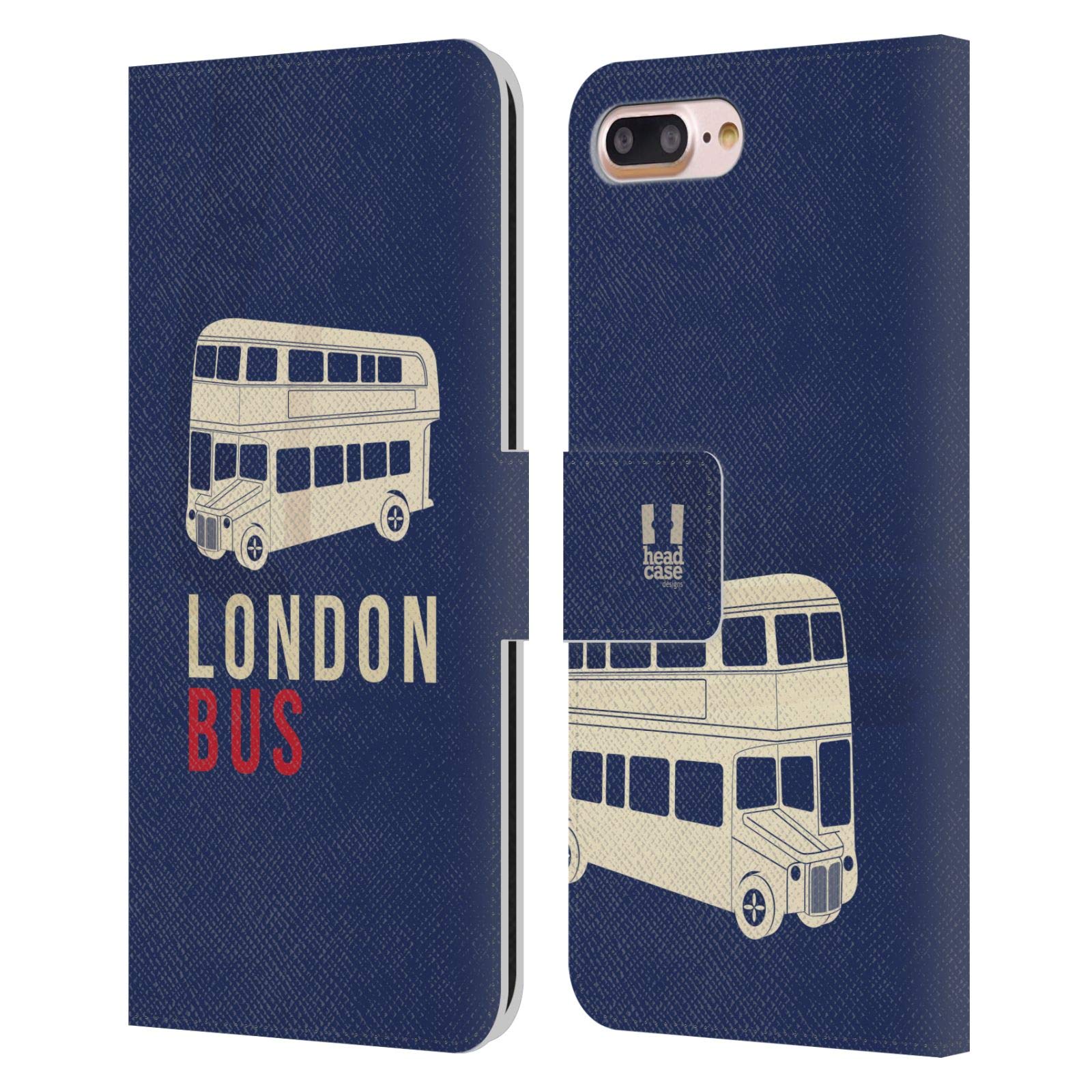 London Bus Genuine Leather Book Wallet Case for Apple iPhone 7 Plus/8 Plus - Stylish Protective Cover with Card Slots | Perfect for Travel, Commuting & Everyday Use