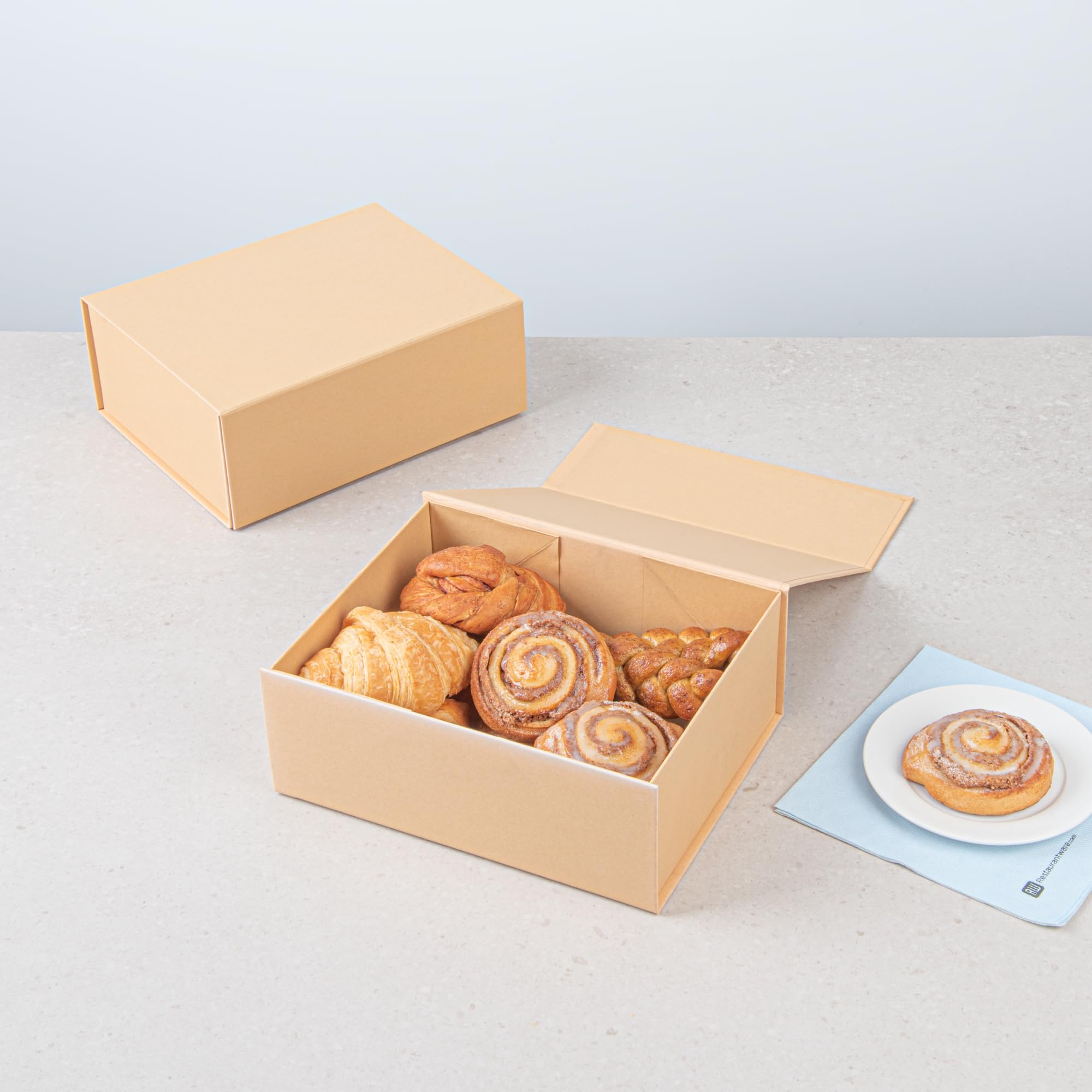 Restaurantware 10.5 x 8 x 4 Inch Magnetic Gift Boxes - Set of 10 Collapsible Kraft Paper Luxury Storage Boxes with Built-In Lid | Food Safe & Grease-Resistant | Perfect for Groomsman Gifts, Bridesmaid Proposals, Wedding Favors & Party Decorations
