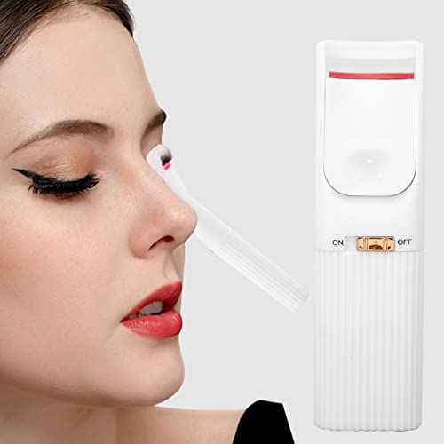 Heated Eyelash Curler - Portable & Intelligent Lash Curler with Soft Silicone Pad, Ergonomic Design, 200mAh Battery (White) | Perfect for Travel, Home & Salon Use