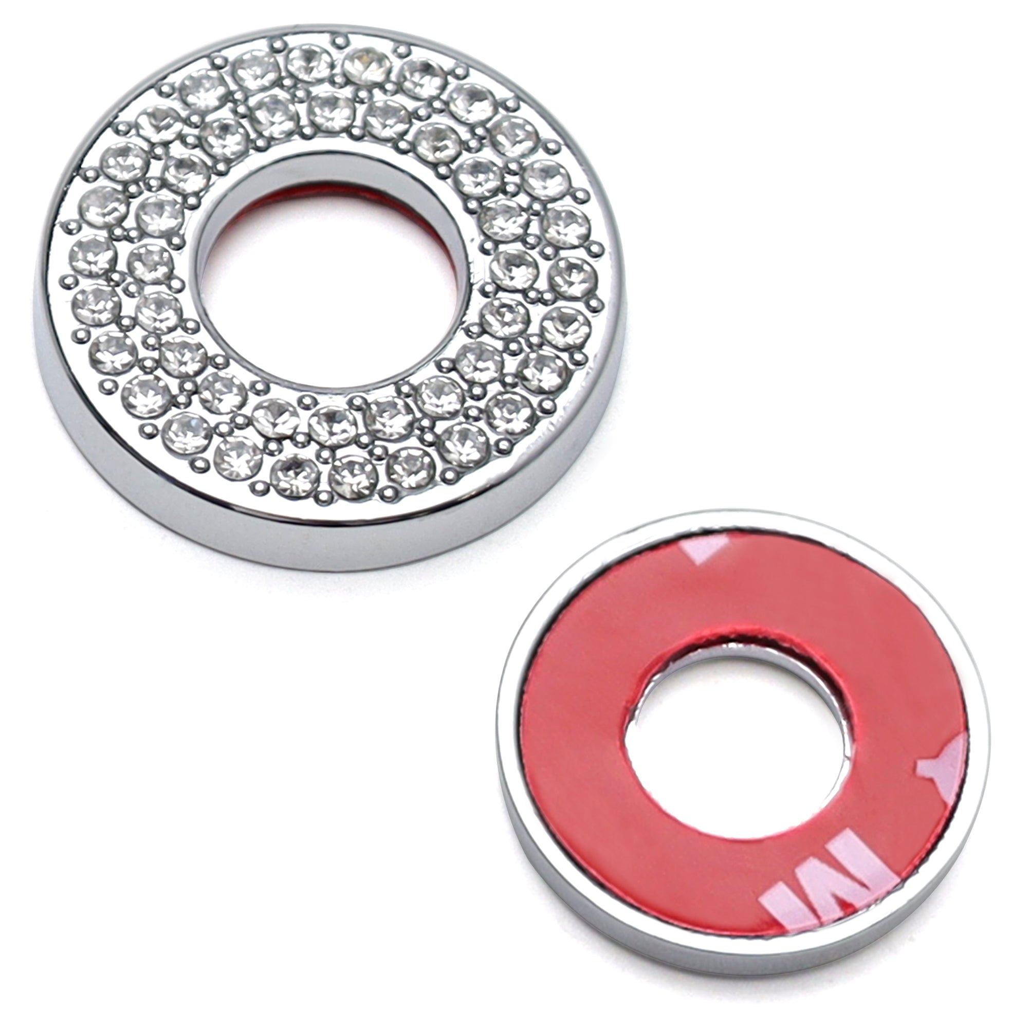 4-Pack Round Crystal Bling Alloy Door Lock Pin Decorative Rings for Mercedes C-Class E-Class GLC - Luxury Car Accessories for Enhanced Interior Style & Protection