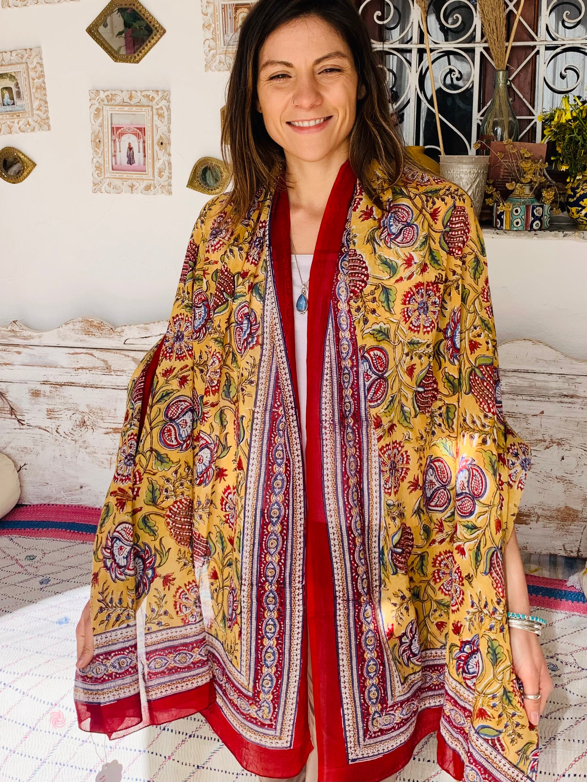 Stylish Block Print Cotton Sarong Pareo Shawl - New Collection for Beach, Pool & Summer Fashion
