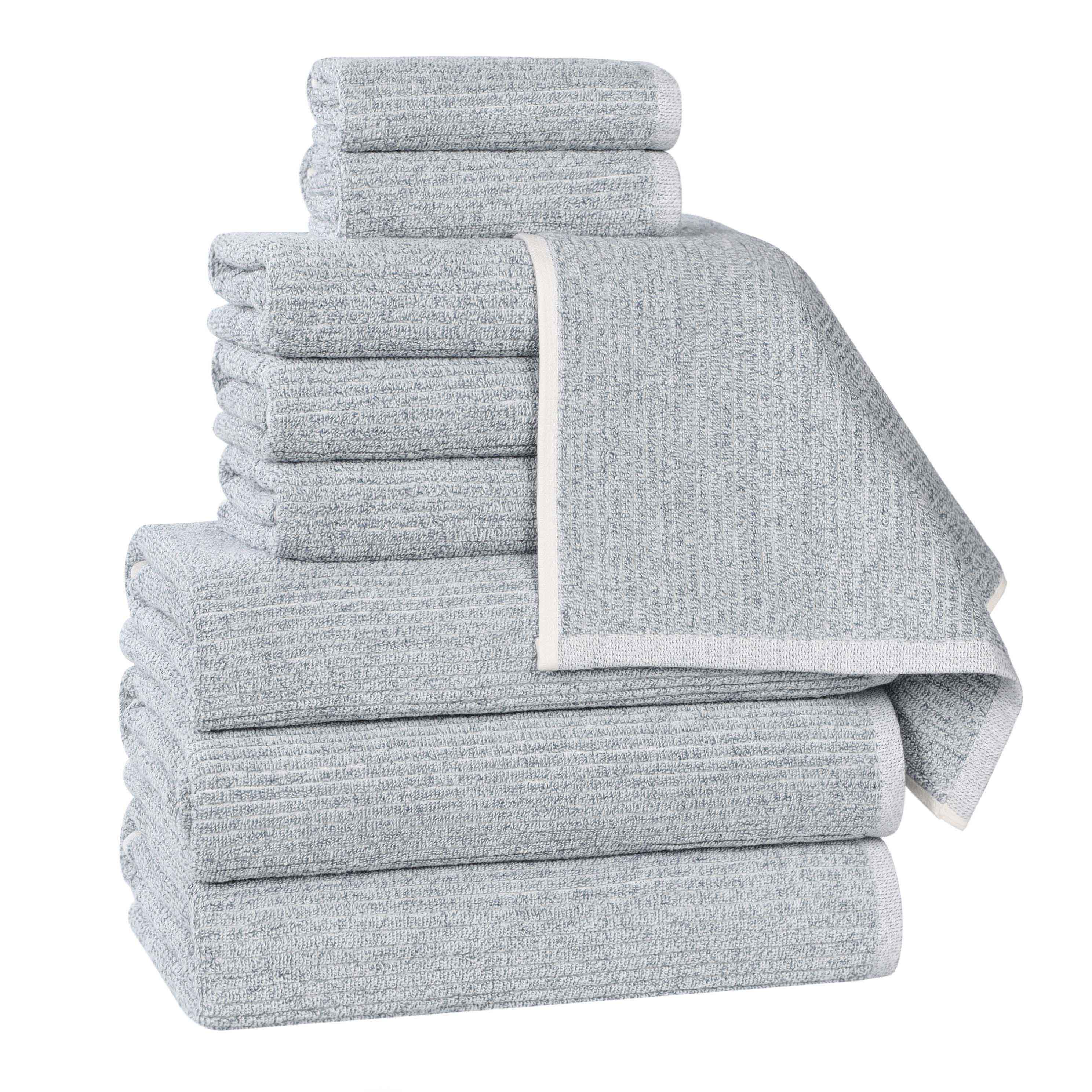 Premium 9-Piece Cotton Blend Ribbed Towel Set - Soft, Absorbent & Durable Bath Towels for Spa, Gym, and Beach Use