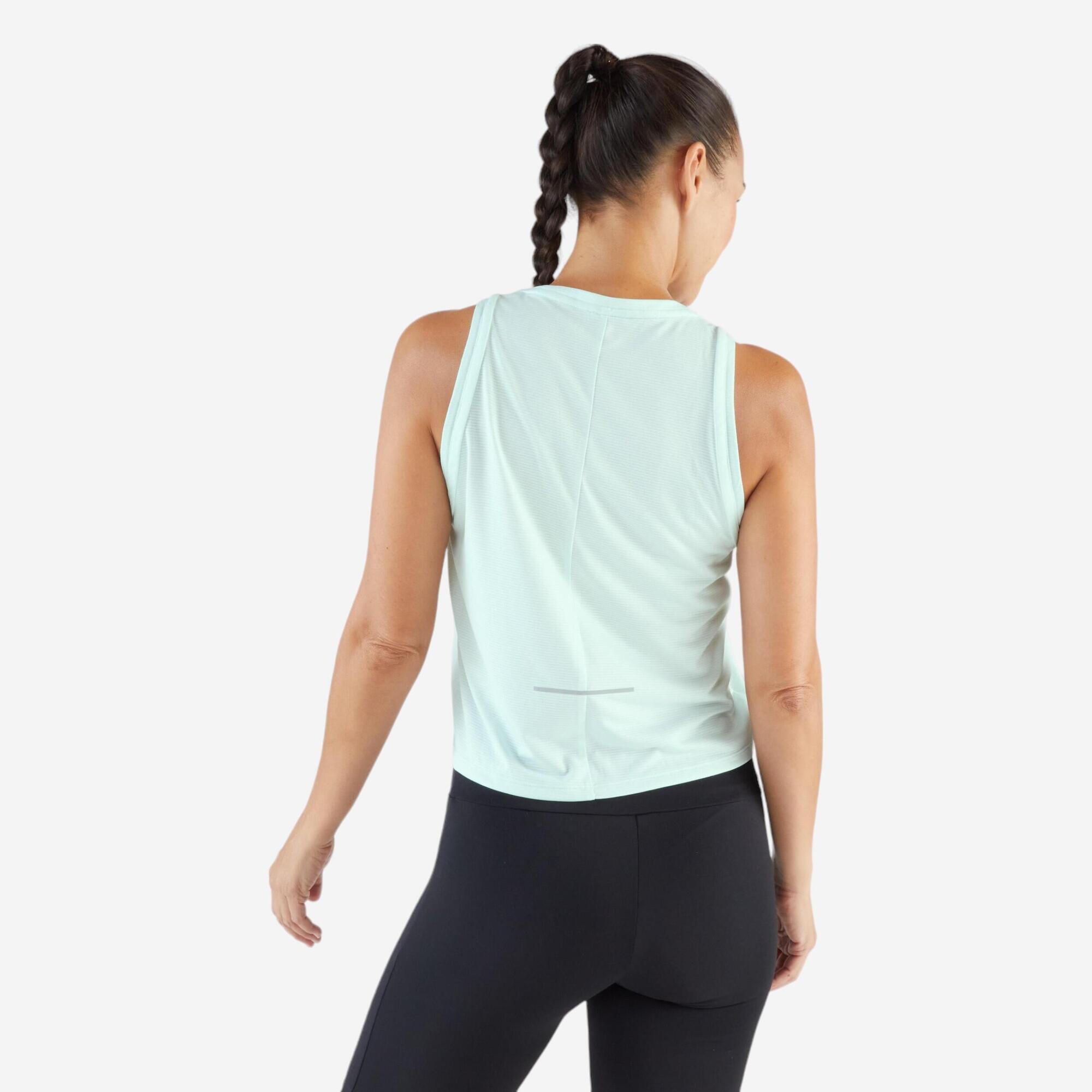 Kiprun Run 500 Women's Cropped Running Tank Top - Lightweight Breathable Workout Shirt for Running, Yoga & Gym - Perfect for Summer Training & Outdoor Activities