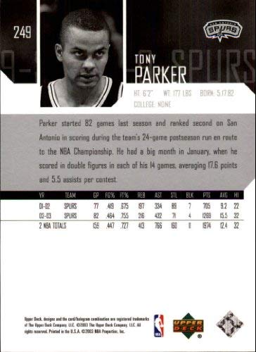 2003-04 Upper Deck #249 Tony Parker NBA Basketball Trading Card - Rare Collectible for Fans & Investors - Perfect for Memorabilia Displays, Auctions & Gifts