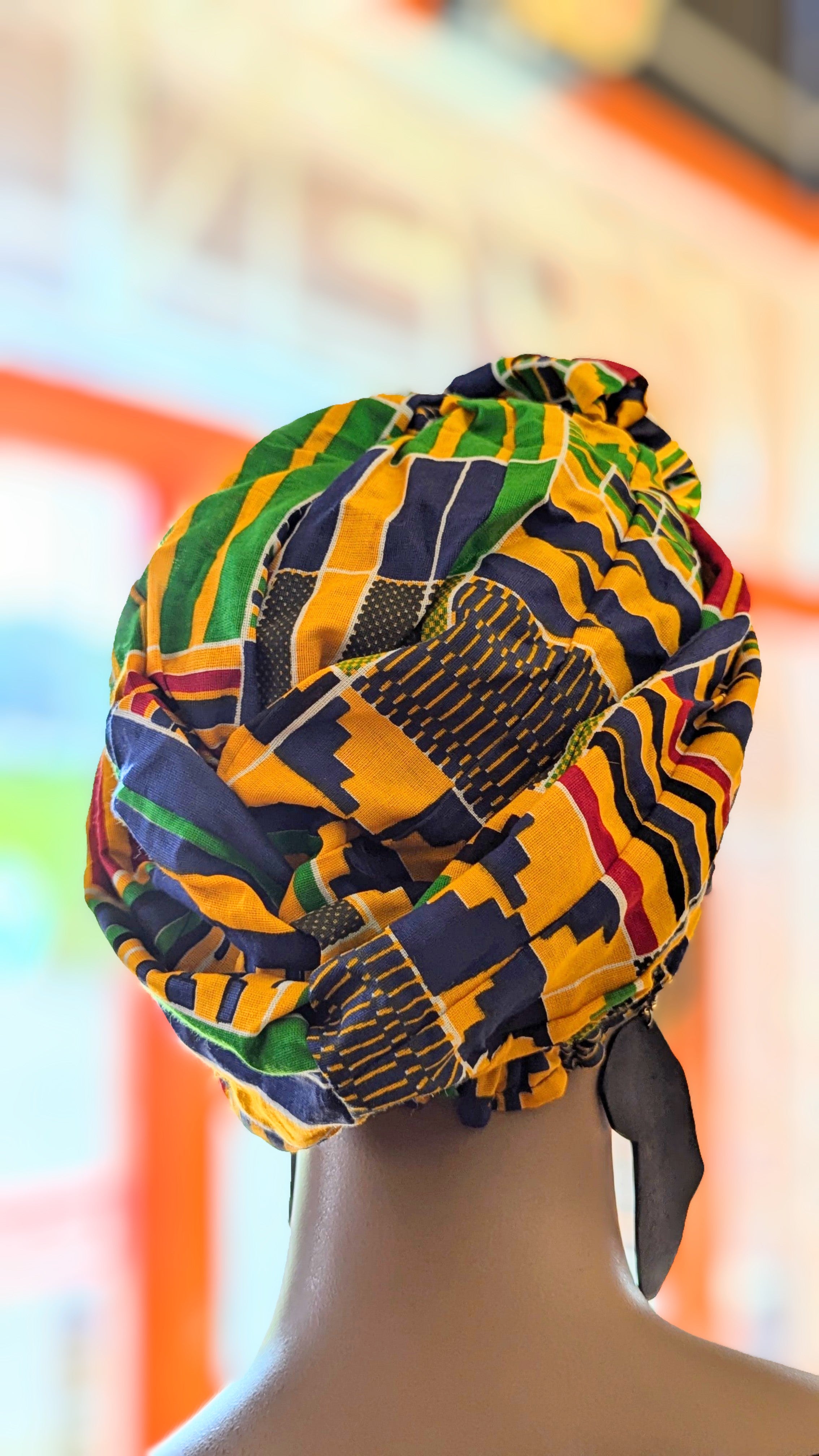 Dupsie's Safiya Kente African Print Pre-Tied Head Wrap DP4075PT7 - Stylish Hair Accessory for Women, Perfect for Church, Parties & Cultural Events