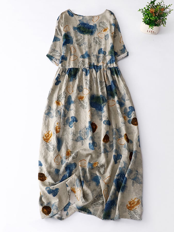 Lovevop Women's Cotton Linen V-Neck Midi Dress - Casual Summer Vacation Dress for Beach, Travel & Boho Style Outfits