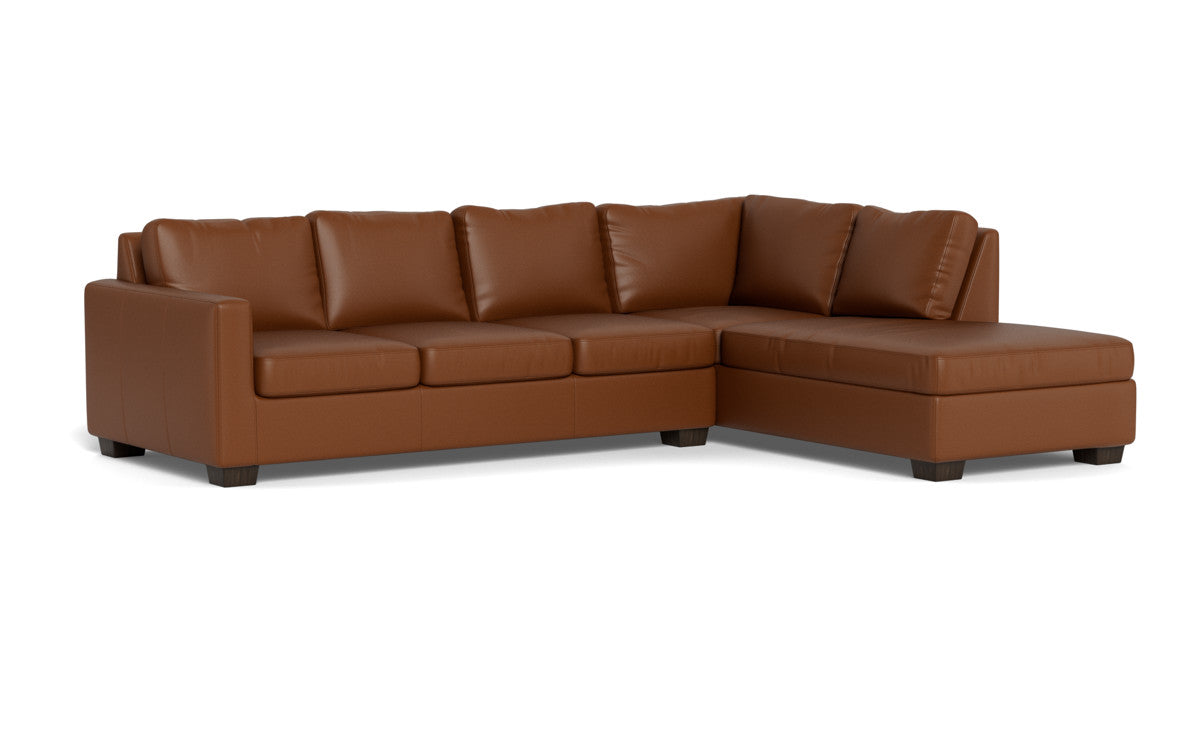 Track 121 Genuine Leather Right Chaise Sleeper Sectional Sofa - Modern Living Room Furniture for Small Spaces & Apartments