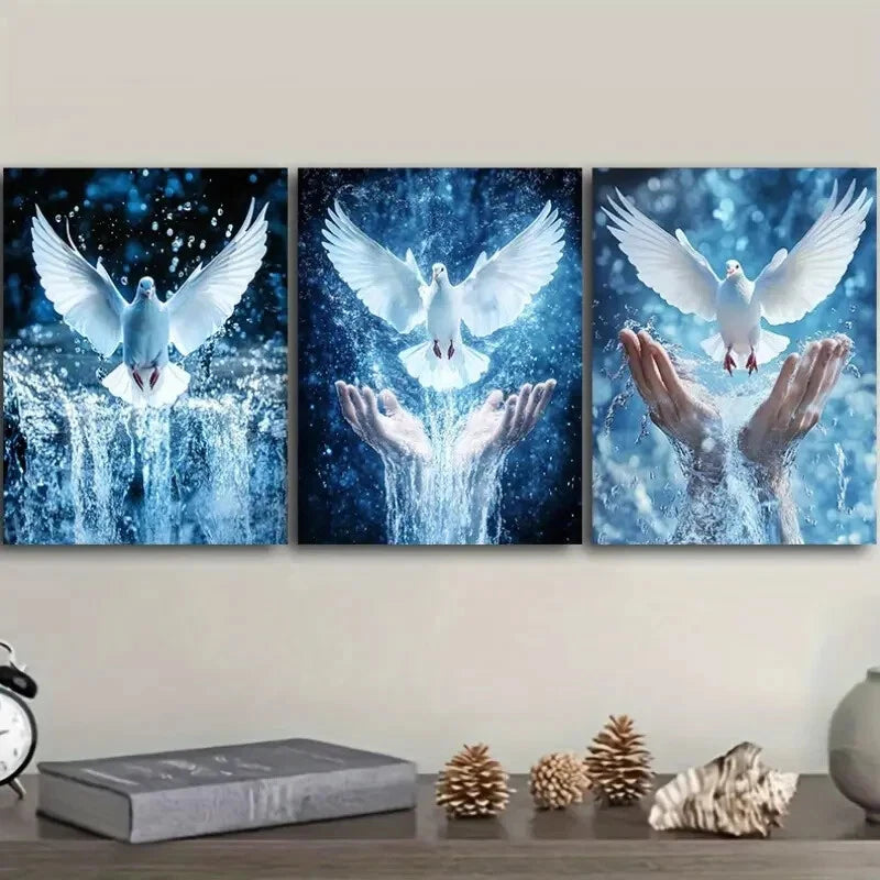 3-Piece Peace Dove on Hand Wall Art Set - Framed Canvas 40x60cm (16x24in) - High Quality Print - 100% Australian Made - Ready to Hang - Perfect for Living Room, Bedroom & Office Decor
