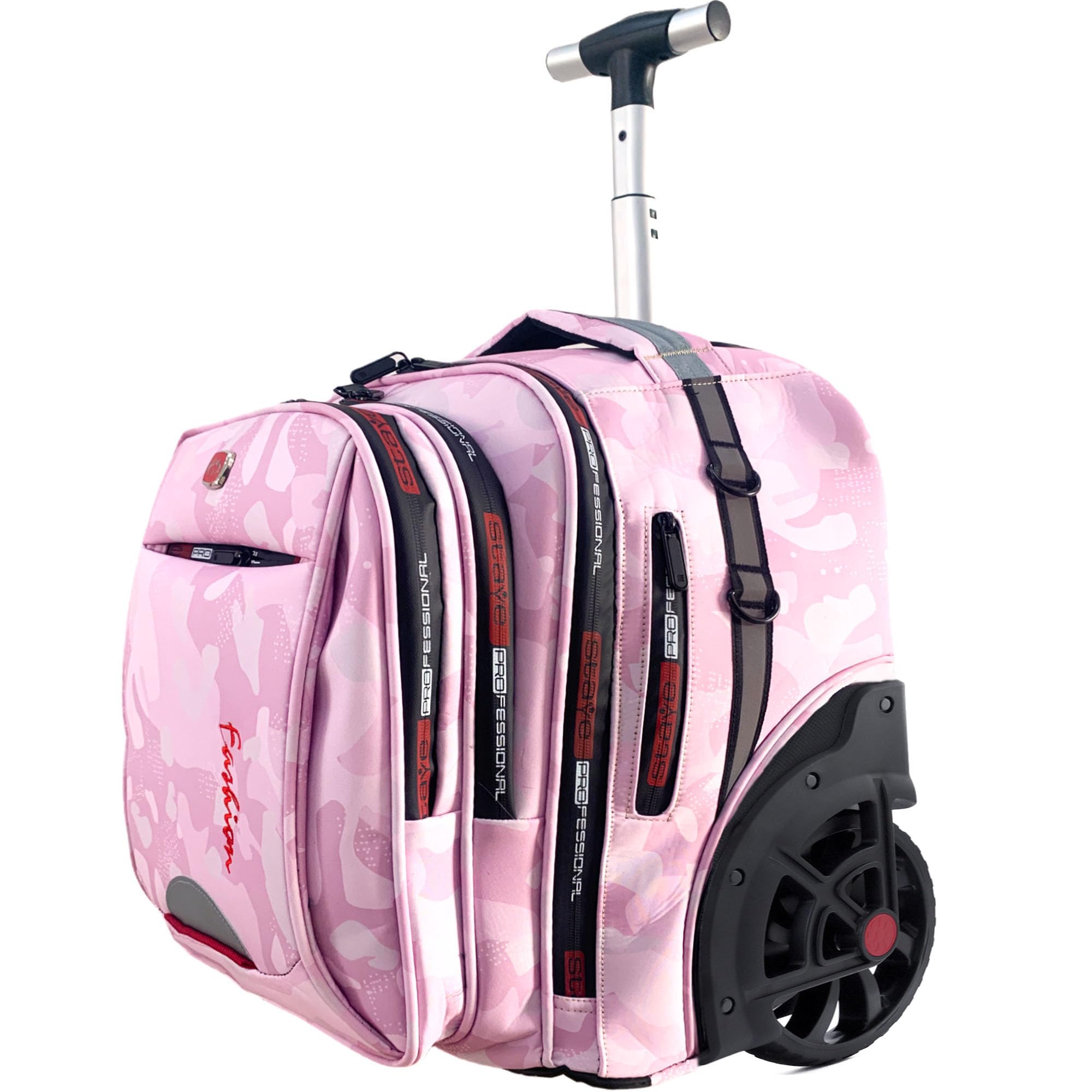 22 Inch Rolling Backpack for Women - Large Wheeled Travel Backpack with Waterproof Laptop Compartment & Spacious Capacity (Pink) - Perfect for Air Travel, College Campus & Business Trips