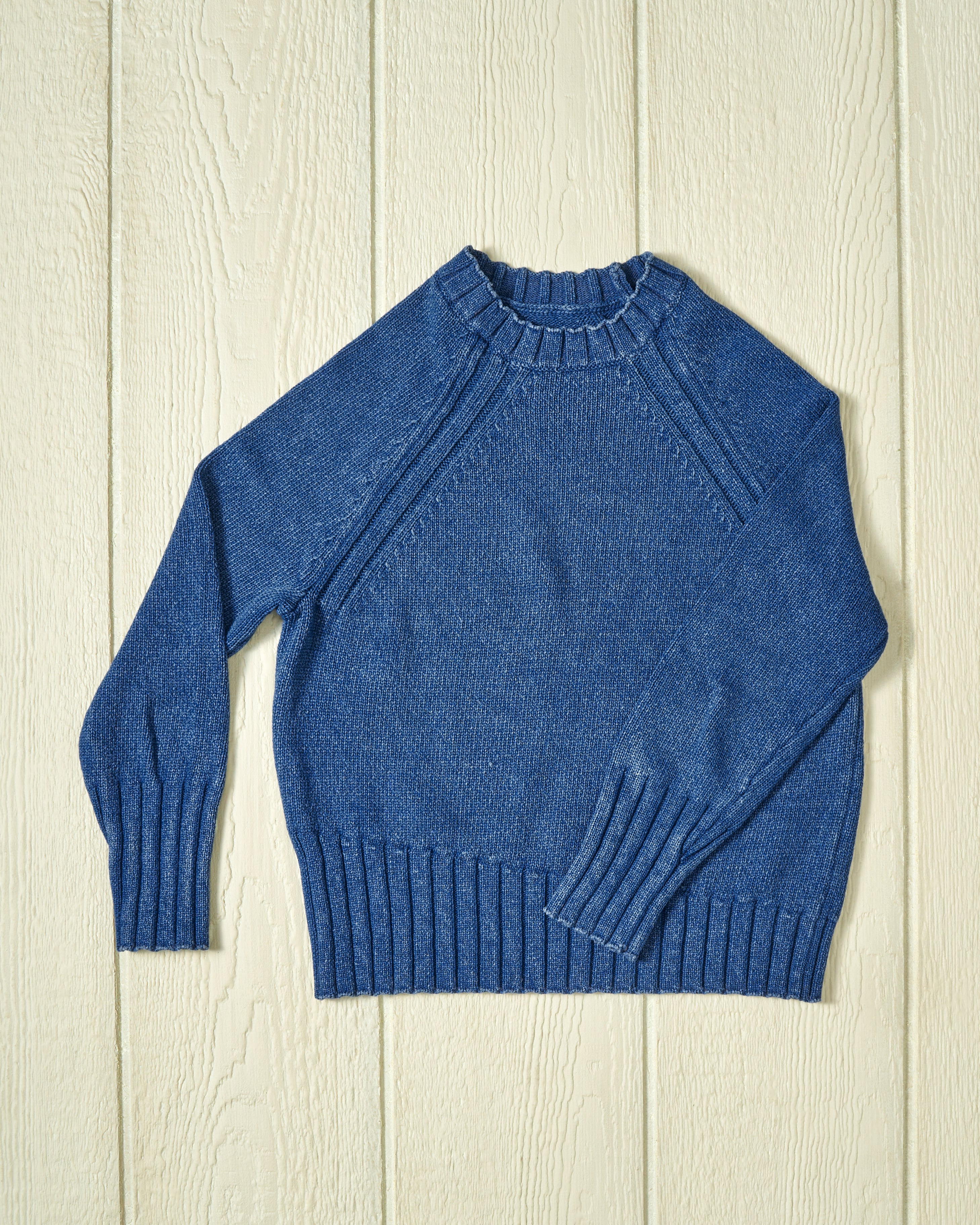 Women's Indigo Deep Sea Quaker Crewneck Sweater - Cozy Winter Pullover for Casual Outings & Layered Fall Fashion