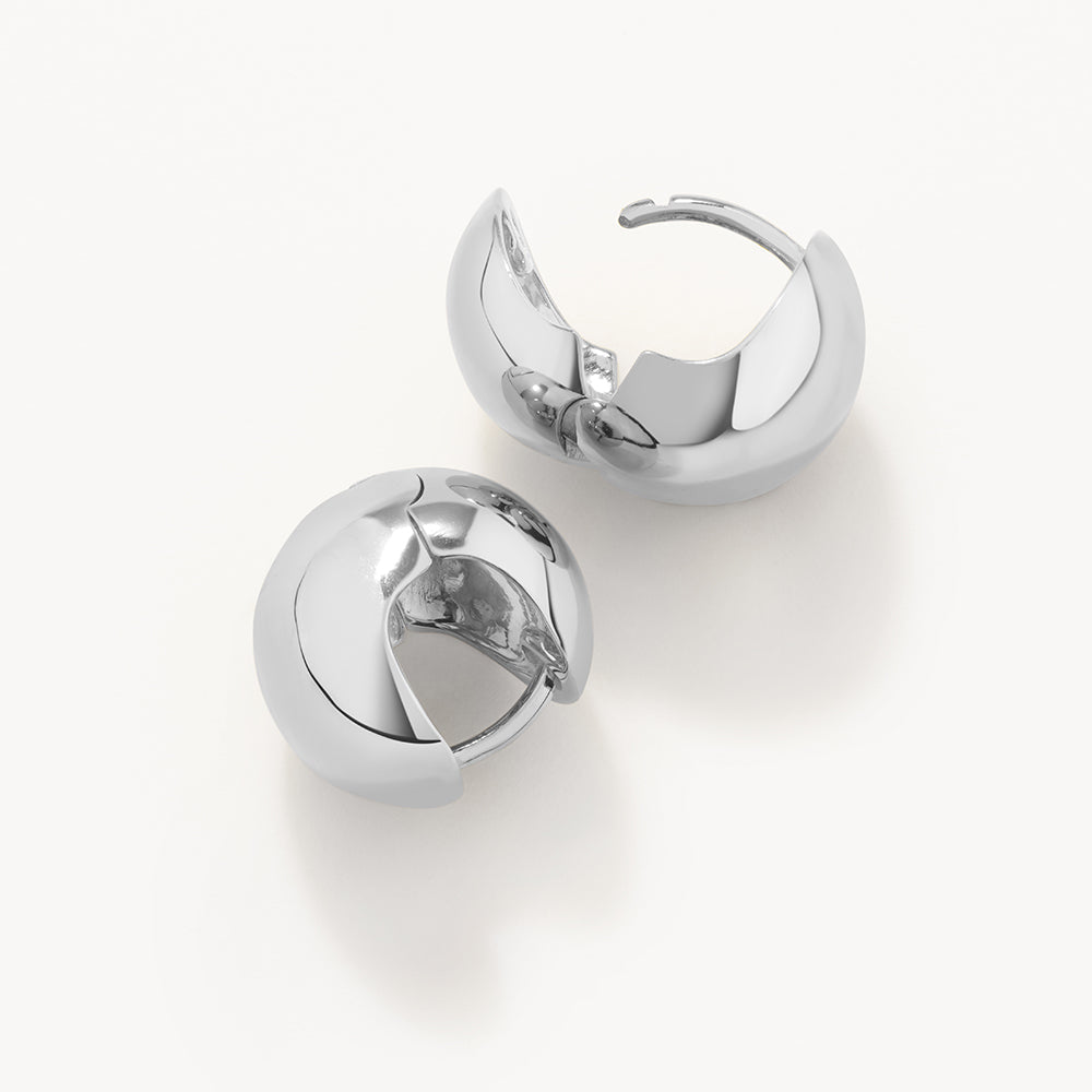 Silver Ball Huggie Earrings for Women - Minimalist Hoop Earrings for Everyday Wear, Parties & Gifts