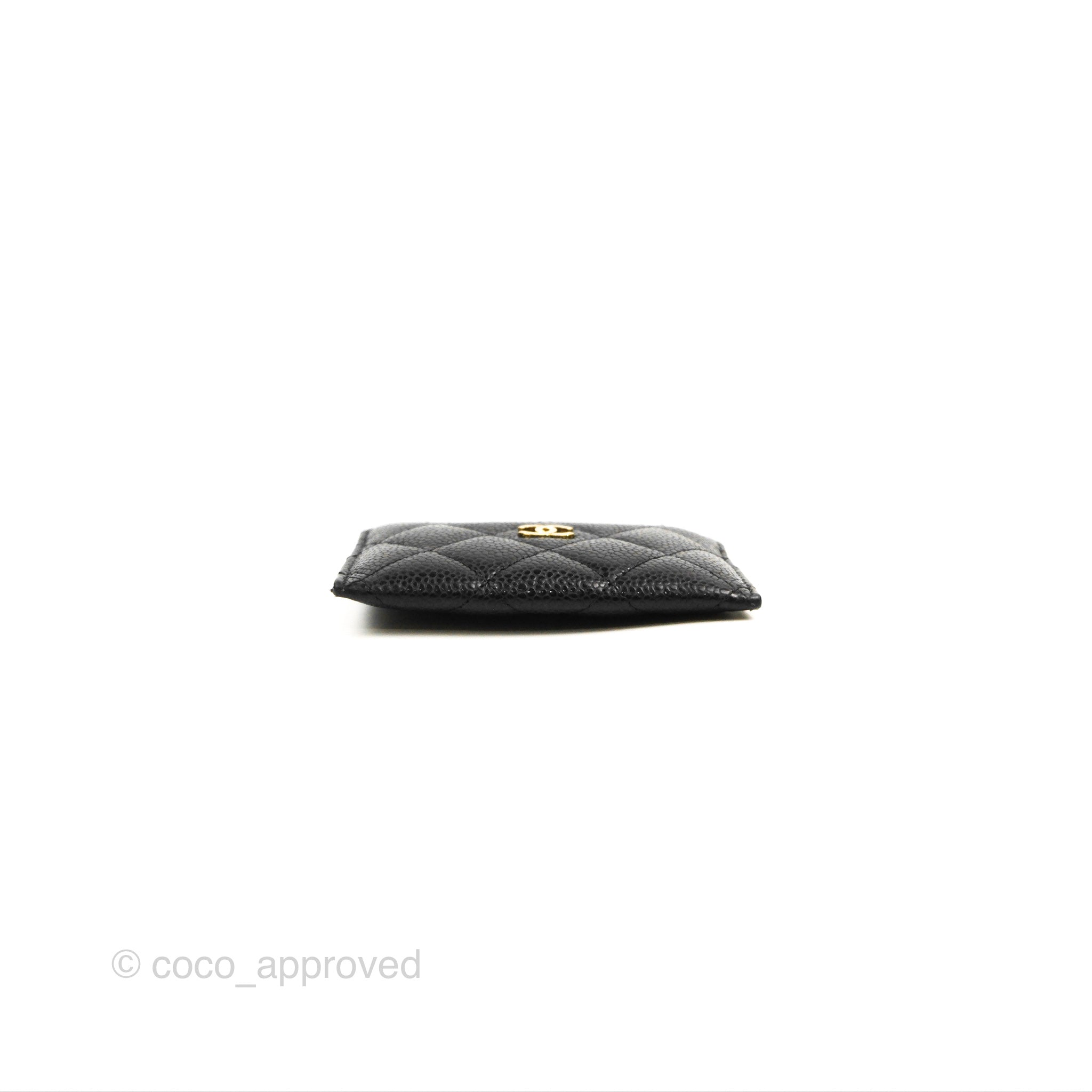 Chanel Classic Flat Card Holder in Black Caviar Leather with Gold Hardware - Perfect for Everyday Use & Luxury Gift Giving