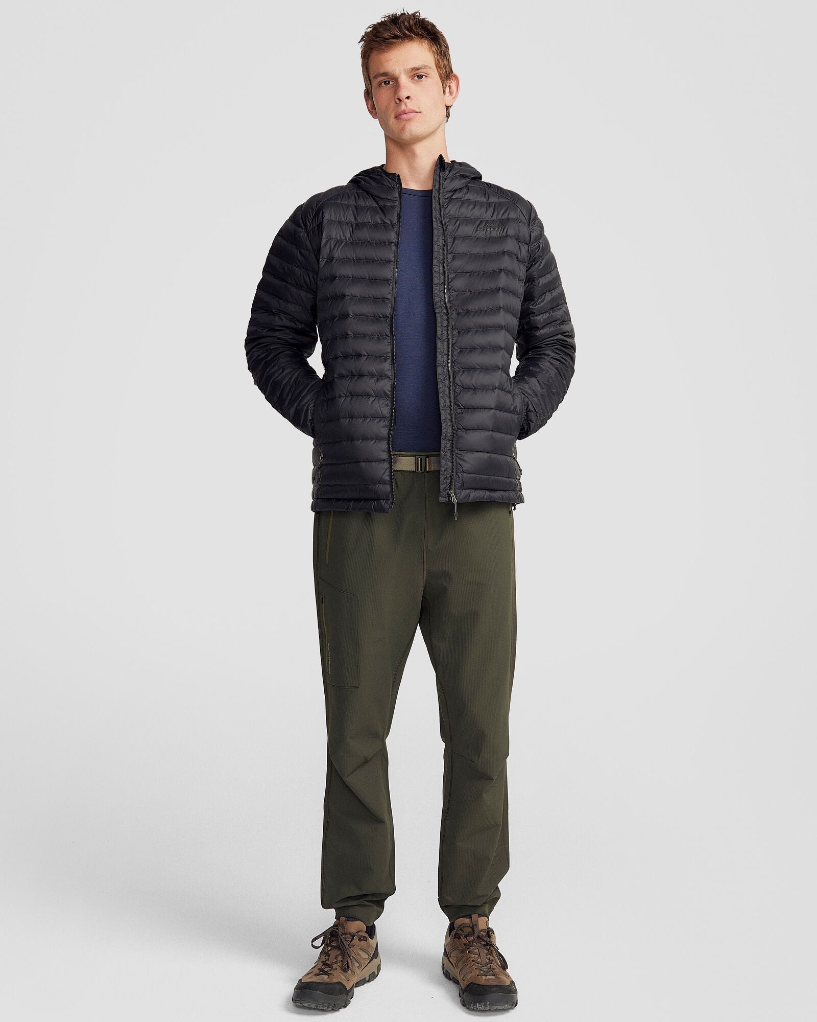 Men's Heli Down Hooded Jacket 3.0 - Lightweight Winter Coat with Waterproof Shell, Black Stingray Color - Perfect for Skiing, Hiking & Outdoor Adventures
