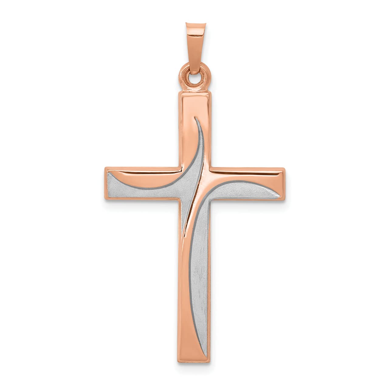14k Rose Gold Rhodium Cross Pendant Necklace for Women - Elegant Religious Jewelry Gift for Baptism, Confirmation & Everyday Wear