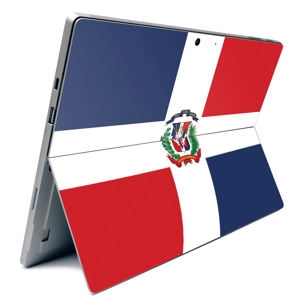 MightySkins Carbon Fiber Skin for Microsoft Surface Pro 7 - Dominican Flag Design | Textured Protective Cover | Easy to Apply & Remove | Made in USA | Perfect for Work, Travel & Personalization