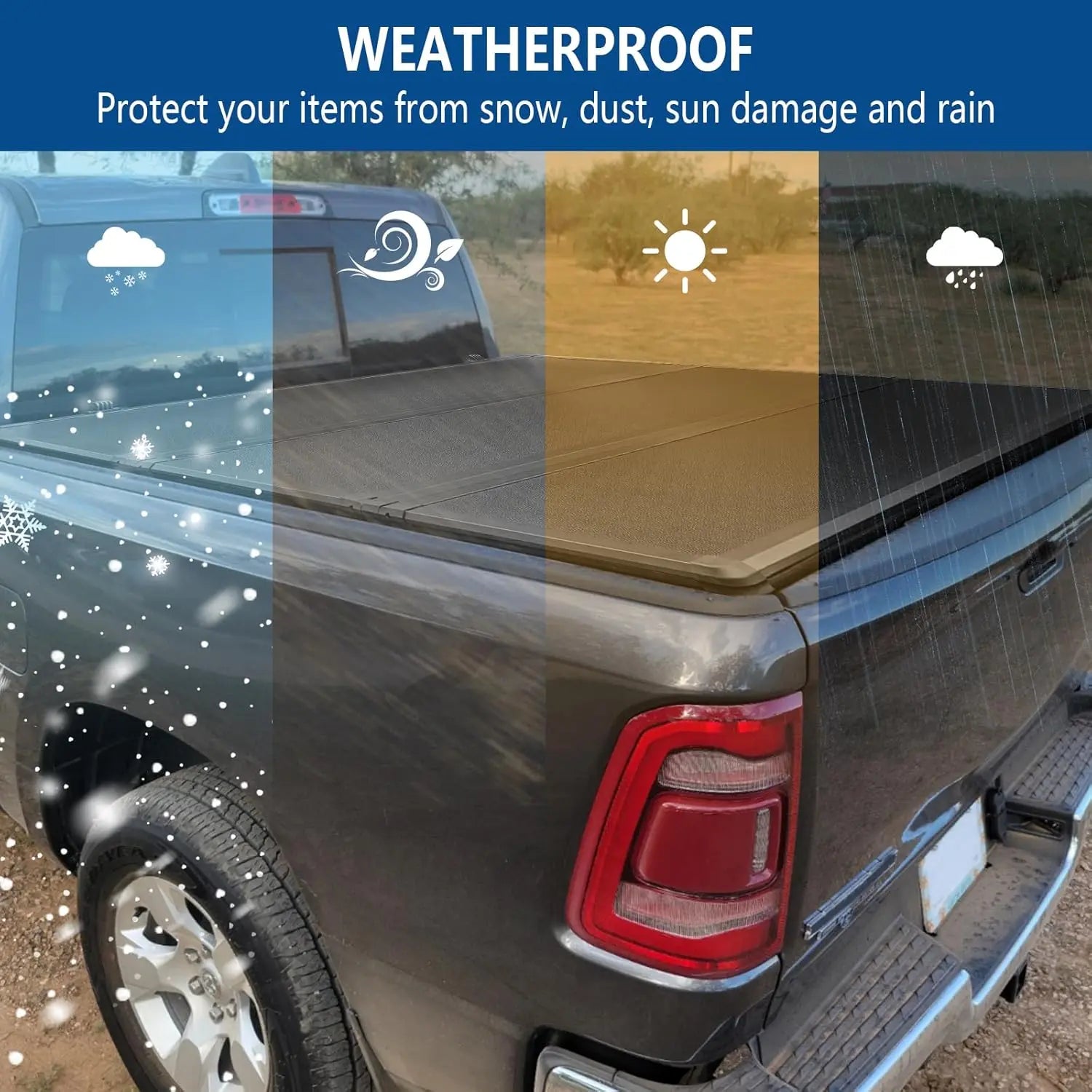 WEIZE Hard Tri-Fold Truck Bed Tonneau Cover for 2016-2024 Toyota Tacoma 5' Bed (60
