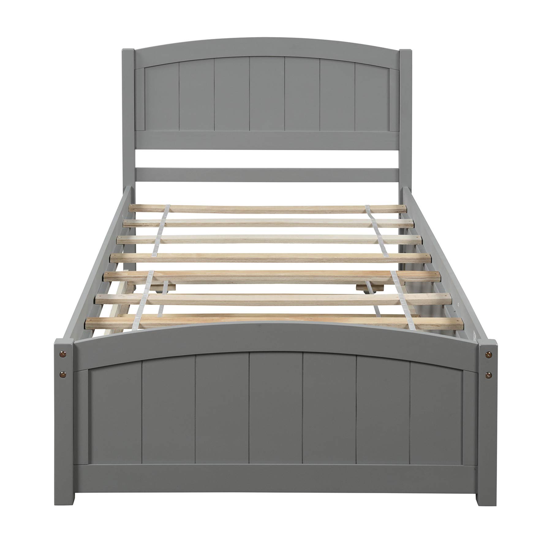 Bellemave Twin Size Platform Bed Frame with Headboard & Trundle - Solid Wood Storage Bed, Finsbury Grey - Perfect for Kids Rooms, Guest Bedrooms & Small Spaces