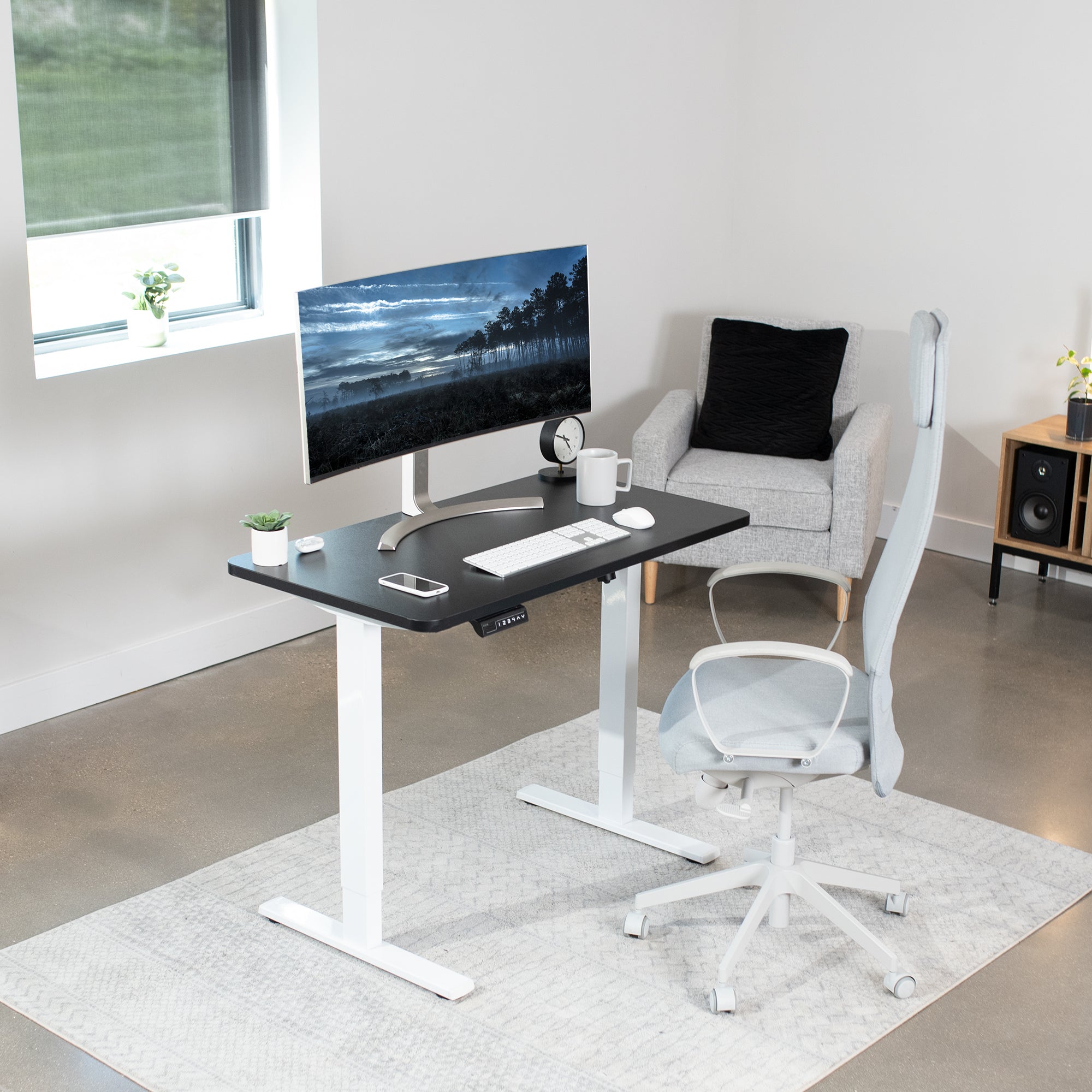 1B Solid Top Series Single Motor Electric Standing Desk with Push Button Memory Controller - Perfect for Home Office, Gaming & Workspace Ergonomics