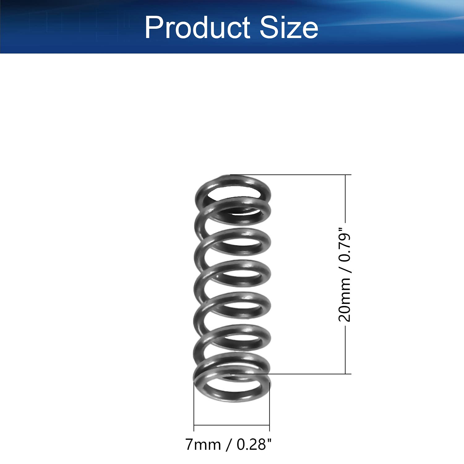 Yinpecly 10Pcs Small Coiled Extension Springs - 1mm Wire Dia, 7mm OD, 20mm Length - High-Quality Spring Steel for Ballpoint Pens, Office Supplies & DIY Repair Projects - Perfect for Pen Mechanisms, Crafts and Small Mechanical Applications