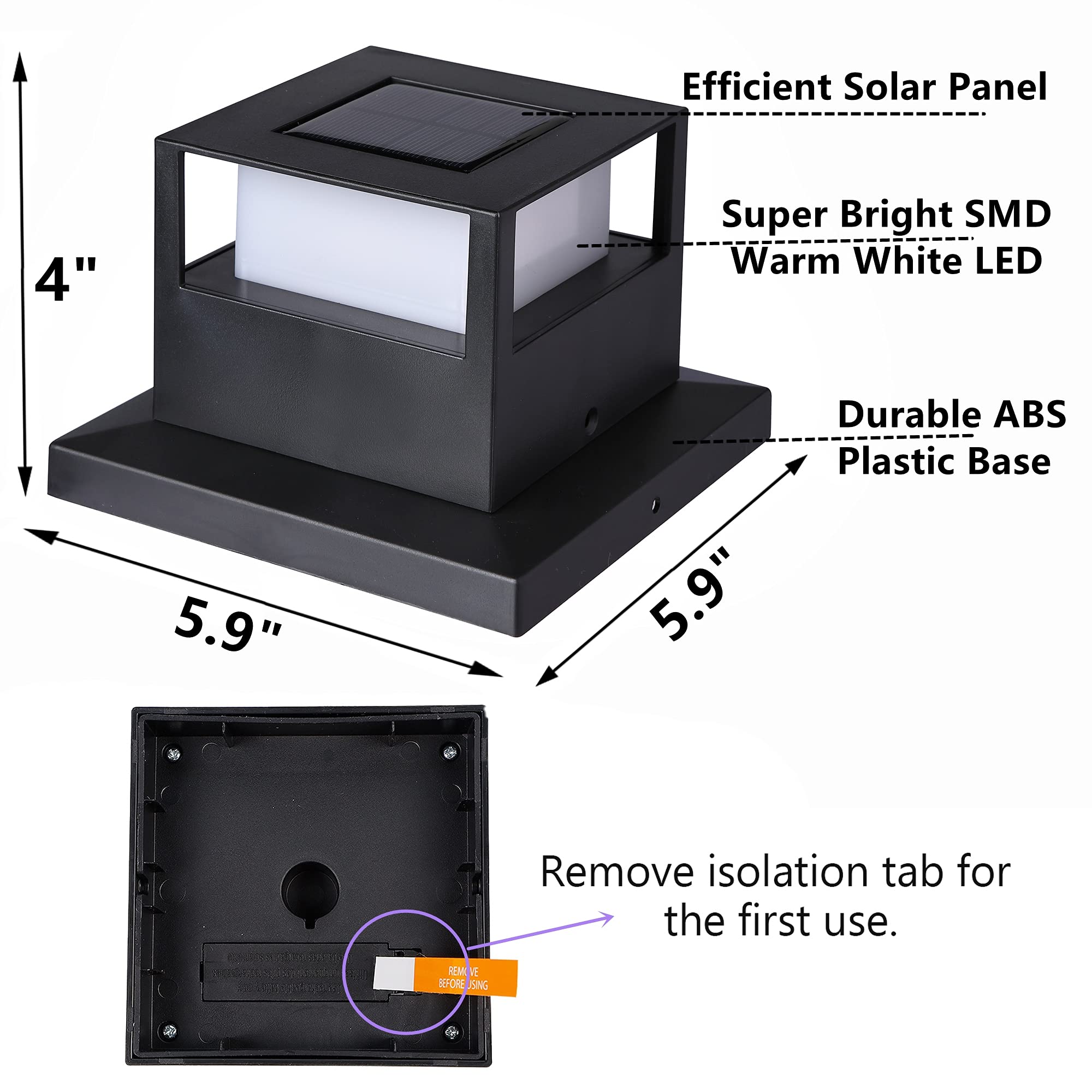 MAGGIFT 6 Pack Solar Post Lights - 20 Lumen Outdoor Warm White LED Solar Powered Cap Lights for 4x4, 5x5, 6x6 Wooden Posts - Waterproof Deck, Fence & Patio Lighting - Perfect for Garden, Pathway & Backyard Decoration