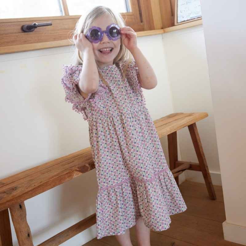 Bonheur du Jour Paris Tennessee Girl Dress in Mauve - Elegant Floral Print Party Dress for Special Occasions & Photo Shoots