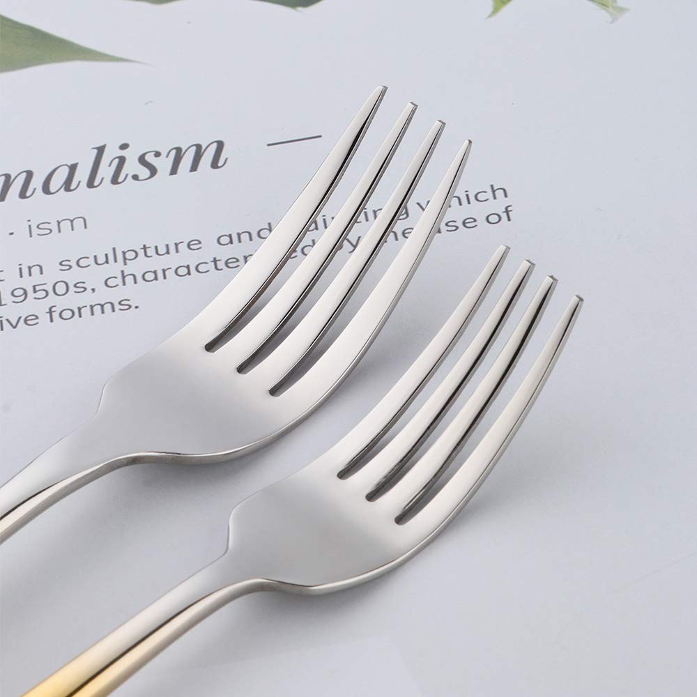 Premium Stainless Steel Flatware Set - 24-Piece Gradient Gold Silverware for 4 (16 Forks & Spoons) - Elegant Dinnerware Cutlery Set for Restaurants, Weddings, and Home Dining