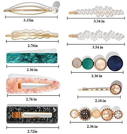 GIRLYZ ATTIRE Macaron Pearl Acrylic Resin Hair Clips Set - 3 Pack Gold Metal Hairpins, Handmade Cute Barrettes & Bobby Pins for Women | Perfect for Weddings, Parties & Everyday Fashion Accessories