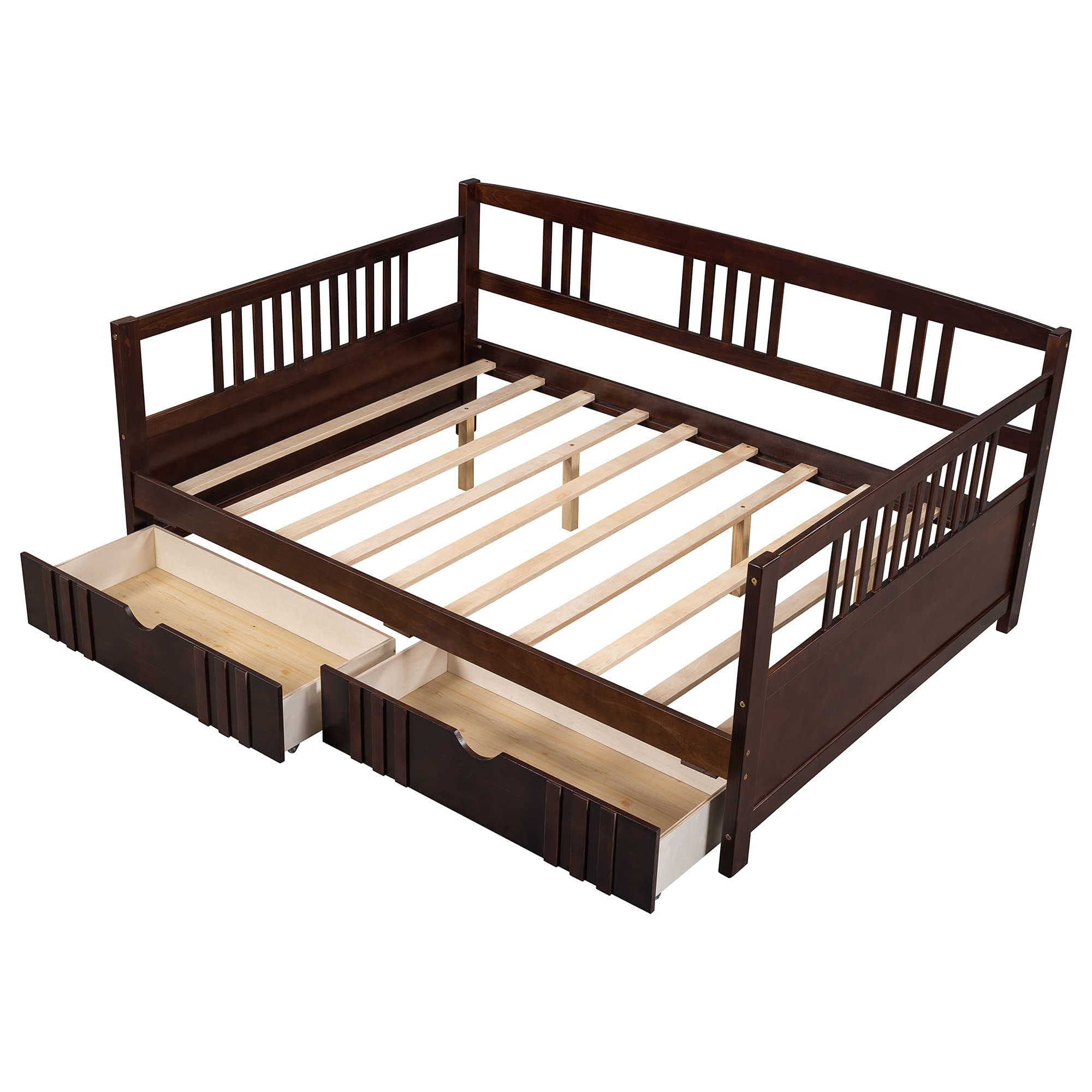 Merax Solid Wood Daybed Frame - Sturdy Dual Use Sofa Bed for Living Room & Bedroom, No Box Spring Needed - Perfect for Guest Rooms, Small Spaces & Lounging