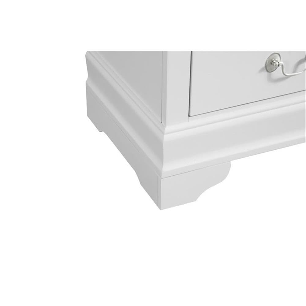 Glory Furniture Louis Phillipe White 2-Drawer Nightstand - Elegant Bedside Table for Bedroom Decor & Storage